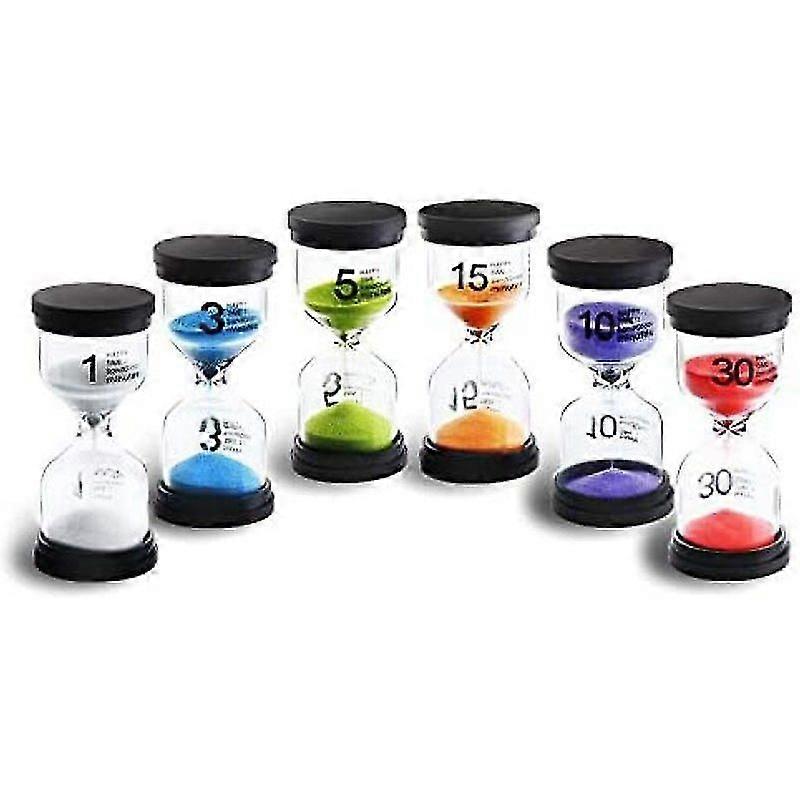 6 Colors Hourglass Set 1min / 3min / 5min / 10min / 15min / 30min Decoration Timepiece Timer Compatible With Children Classroom Kitchen Games Brushes