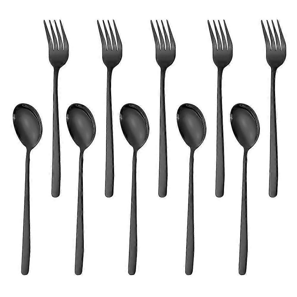 Stainless Steel Teaspoons Espresso Spoons And Dessert Forks Set, Set Of 10