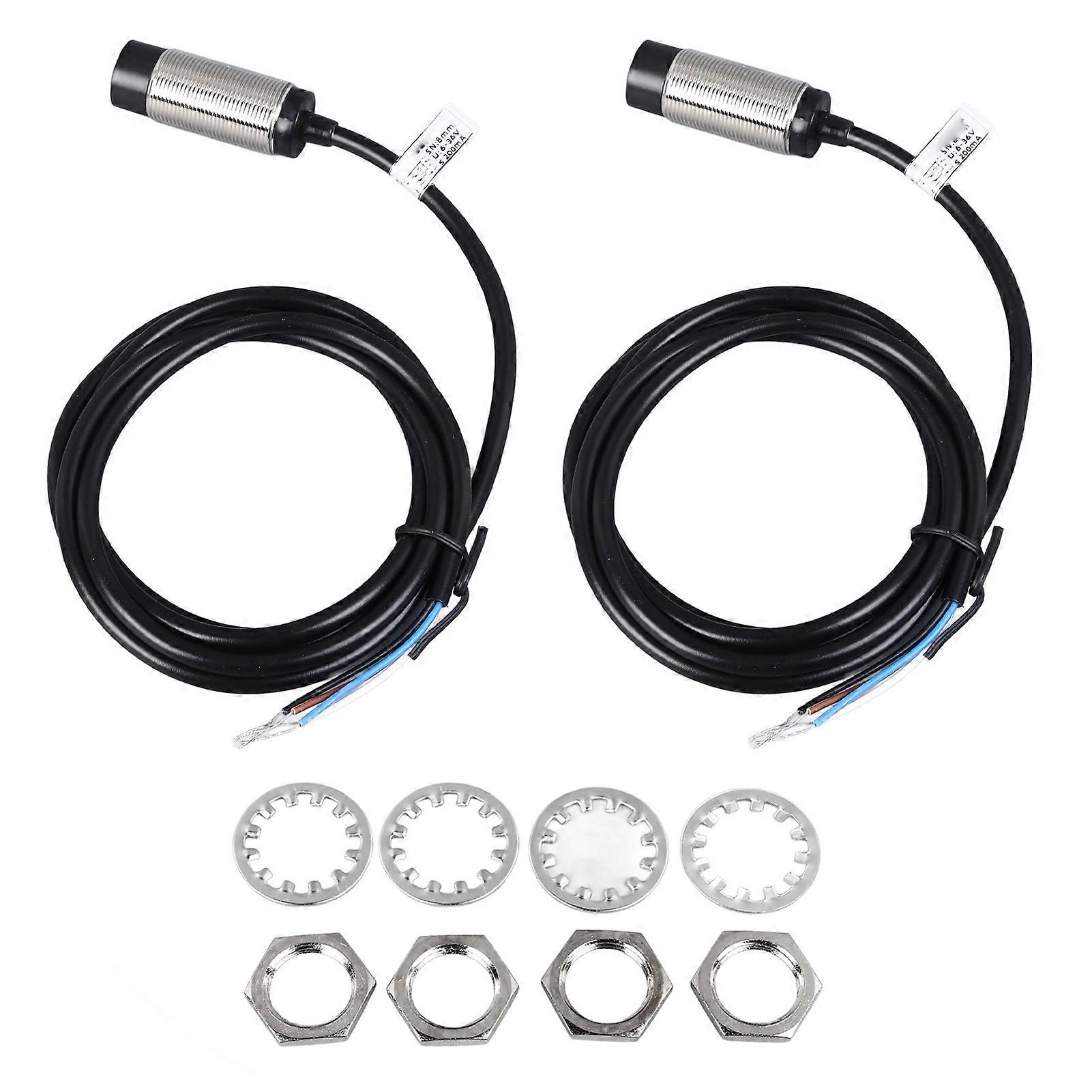 2 Pcs Inductive Proximity Sensor 8mm Detecting Distance DC 4 Wire NPN NO NC Approach Sensor