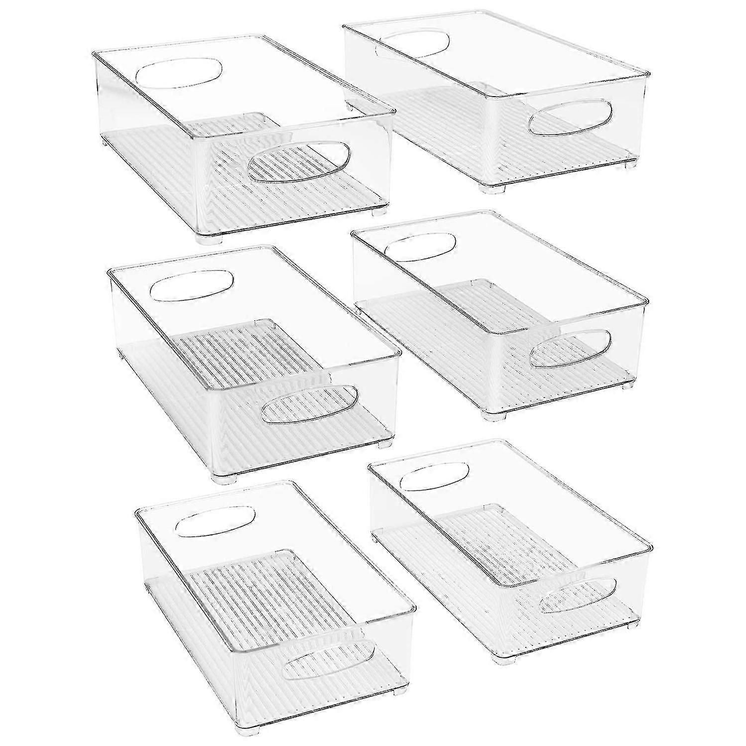 Plastic Storage Bins Stackable Clear Pantry Organizer Box Bin Containers For Organizing Kitchen Fri