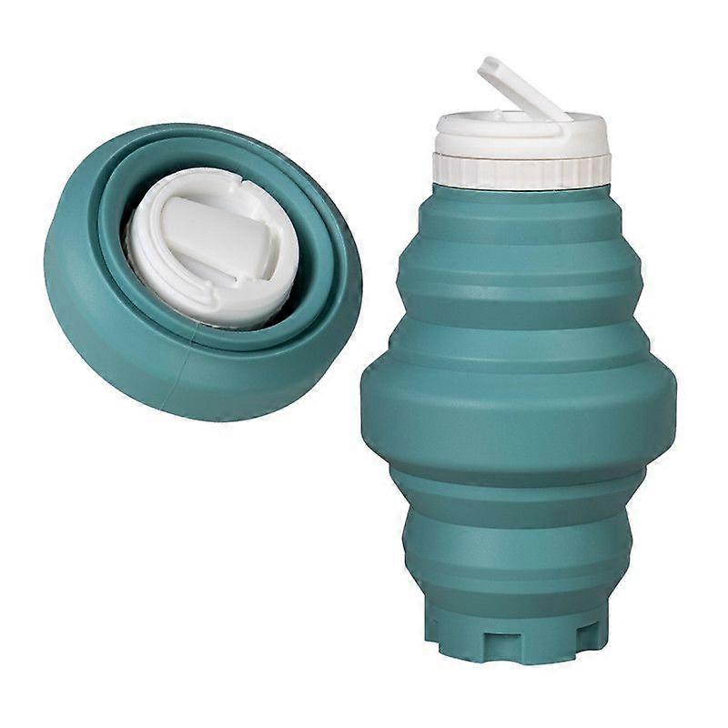 Cycling Travel Portable Silicone Folding Kettle Pagoda Cup 550ML Eucalyptus Green