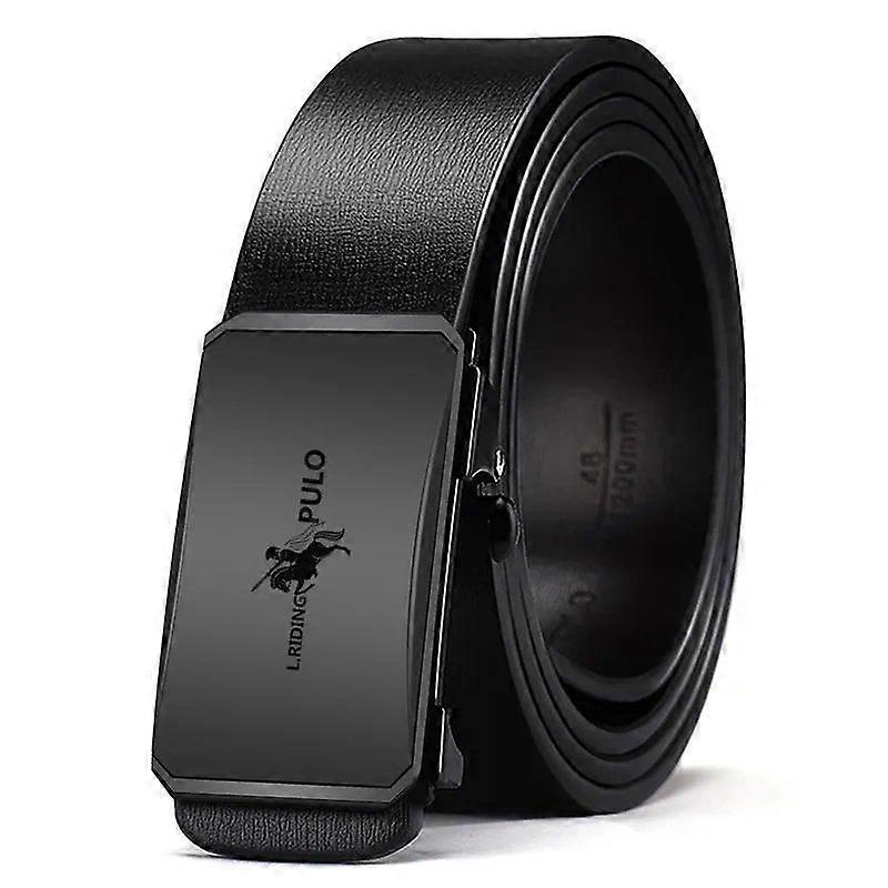New Men High Quality Belt Automatic Buckle Black Leather Men's Belt