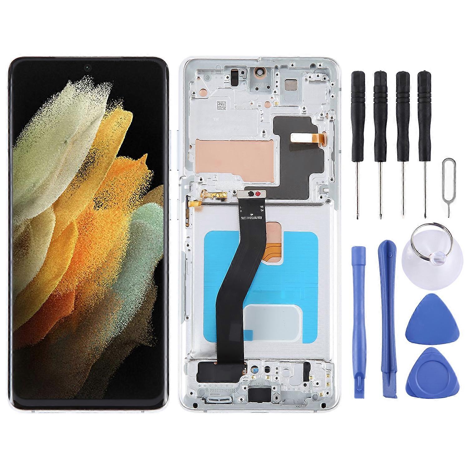 For Samsung Galaxy S21 Ultra 5G Display Full OLED LCD with Frame Unit Touch Spare Part Repair Silver