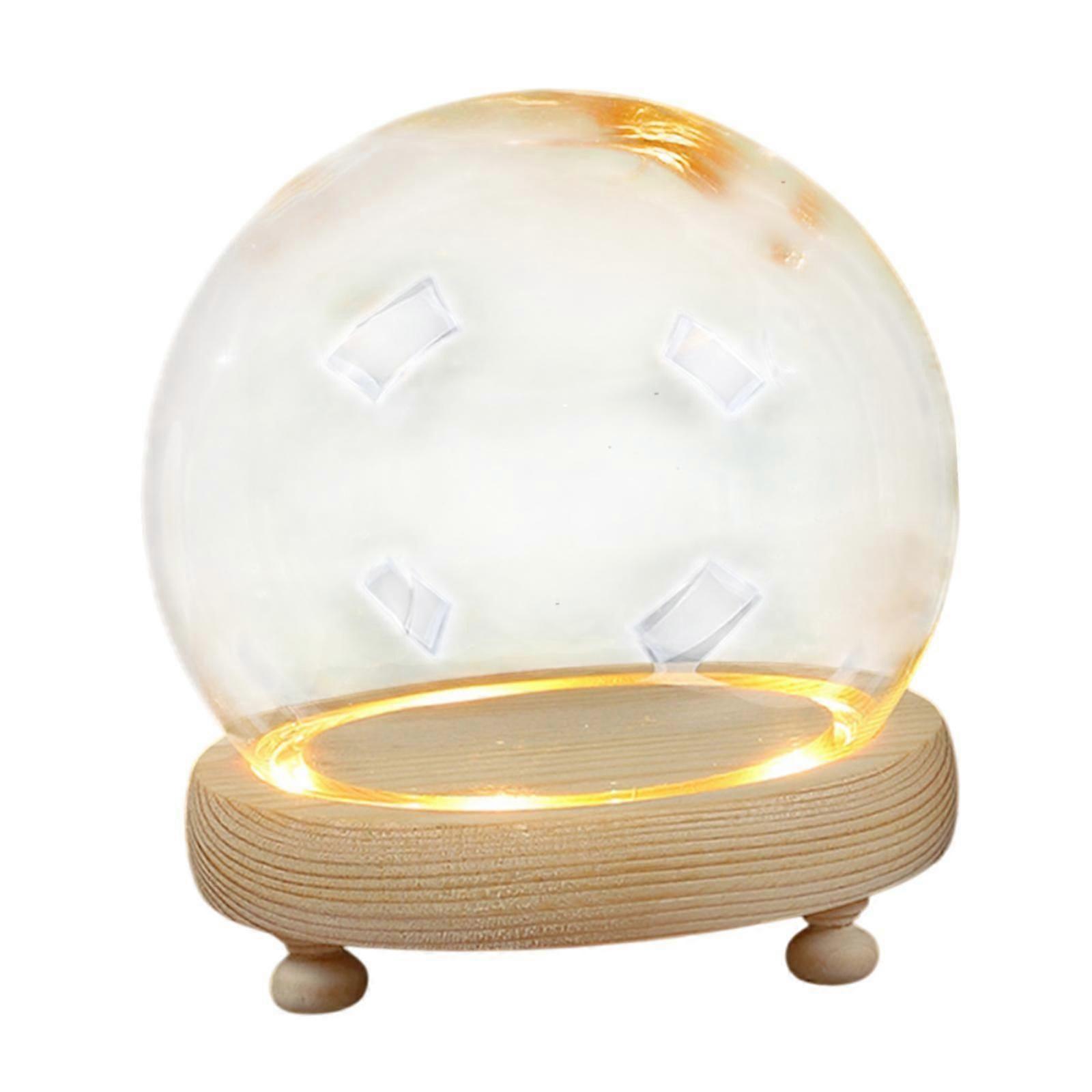 Display Dome with Wood Base Dollhouse Accessory Cover Micro Landscape Holder 10 cm