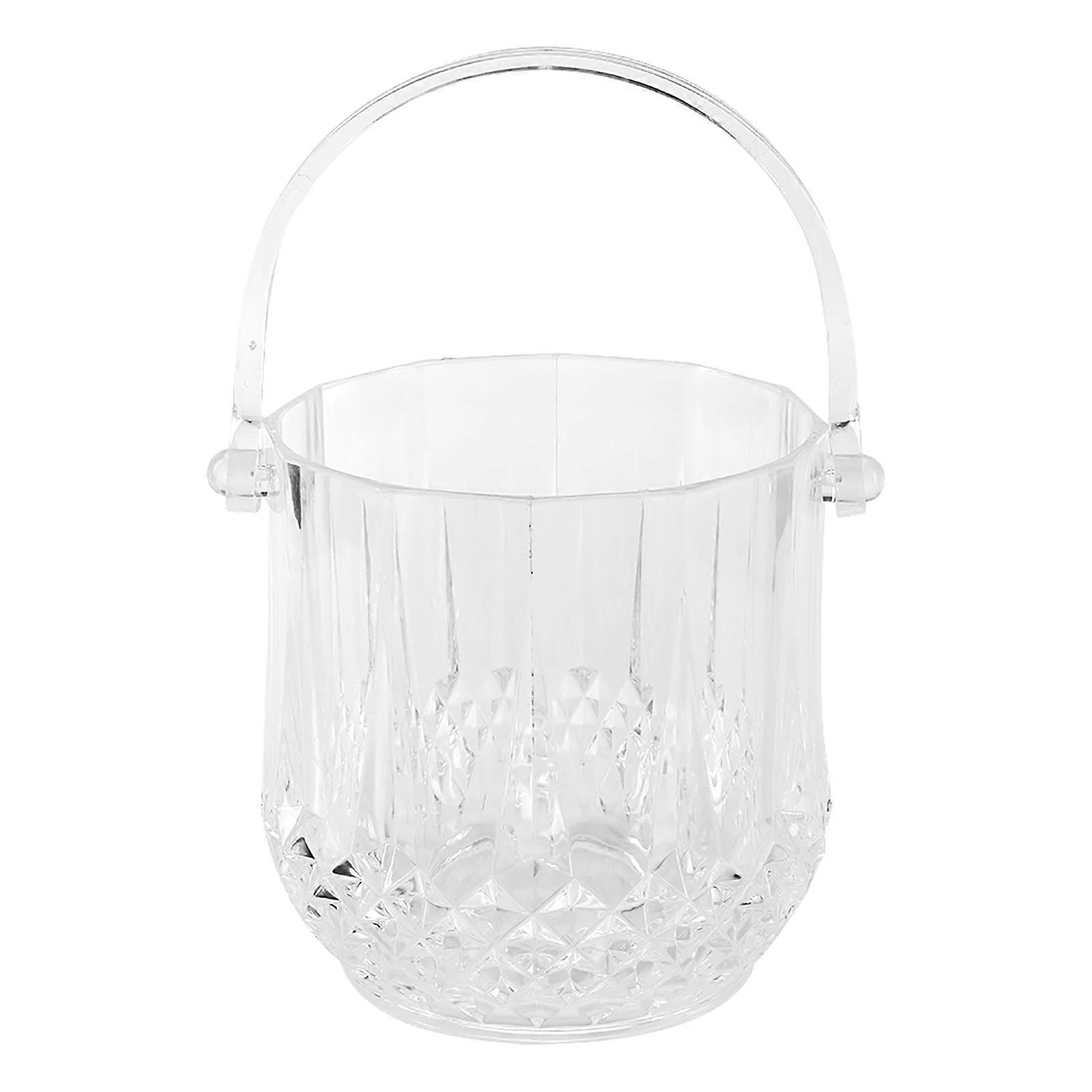Household Ice Container Diamond Pattern Ice Bucket with Handle Bar KTV SuppliesDiamond Pattern Ice Bucket, Transparent