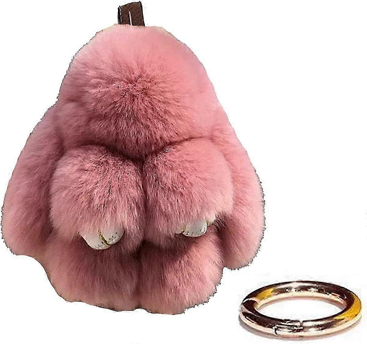 Bunny Keychain Cute Rex Rabbit Faux Fur Keychain Car Handbag Keyring