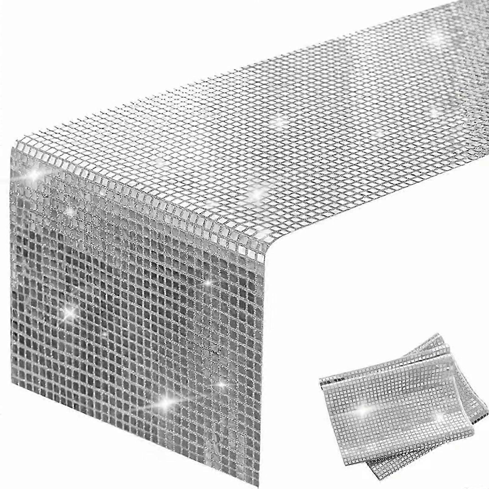 New 30*275cm Disco Party Table Runner Mirror Silver Foil Table Runner Glitter Table Cover Sparkle