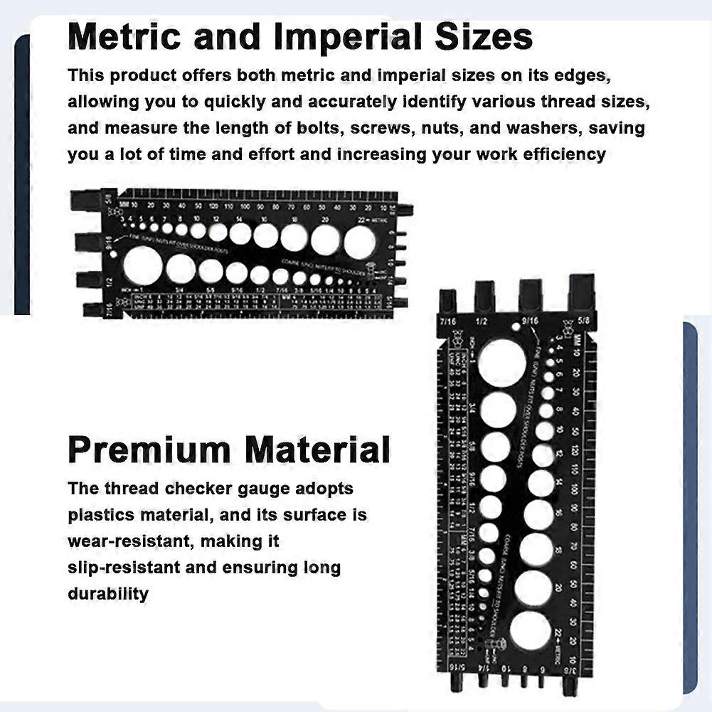 Nut Bolt Size Checker Gauge for Metric and Imperial Thread Tester Easy Size Identification Tool Practical Thread Measuring Gauge Identifier