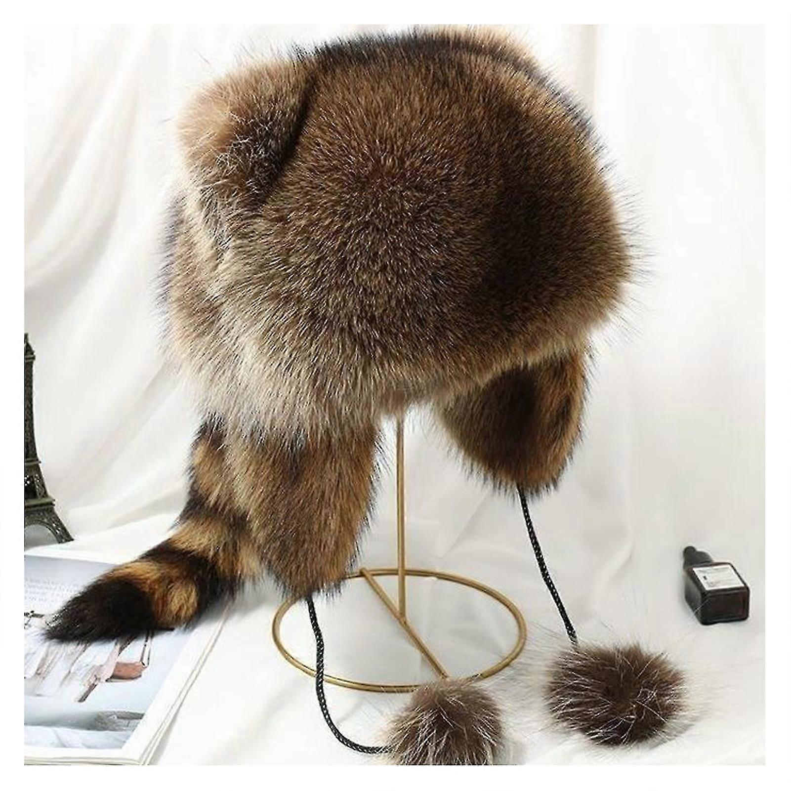 Lovely Raccoon Ear Protection Plush Hat Soft Cold-Proof Warm Windproof Hat for Cycling Hiking