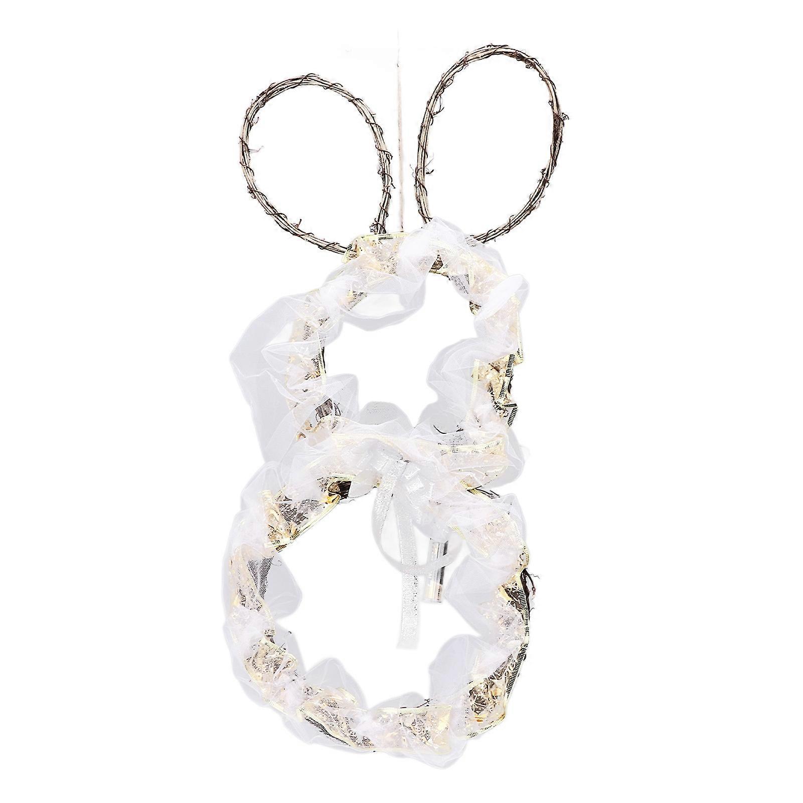 Easter Wreath Large Foldable Battery-Powered Warm Light Easter Bunny Wreath For Front Door