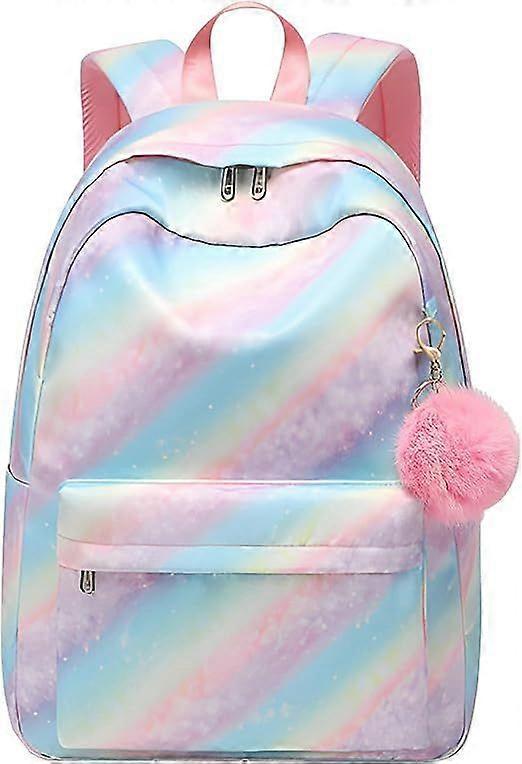 Skolryggsäck för flickor och pojkar 8+, vanlig ryggsäck för 14 tums bärbar dator, vattenavvisande skolväskor Casual Daypack för skolresor, lätt vikt