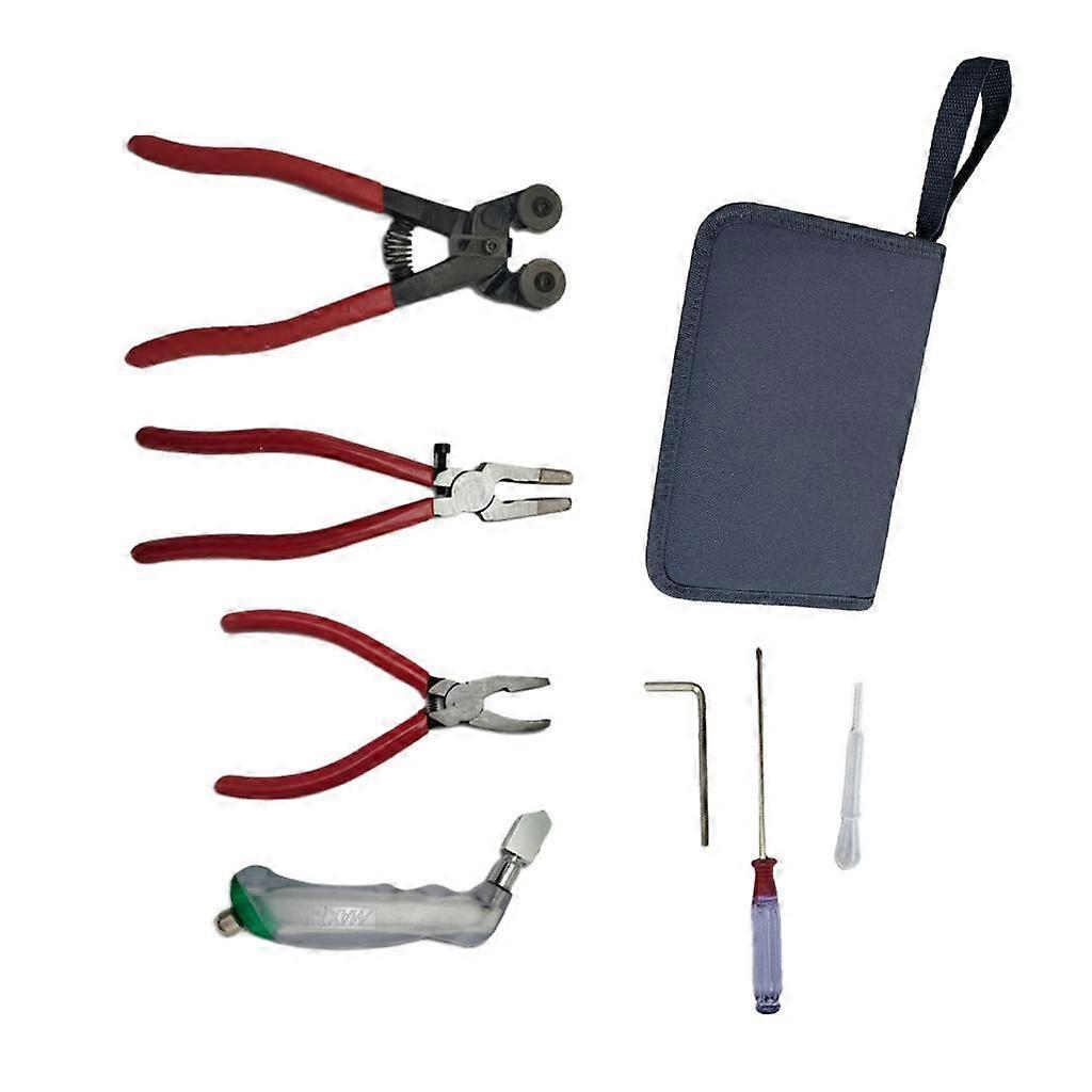 Glass Cutting Tool Set with 2 Pliers 3 Extra Replacement Head Screwdriver