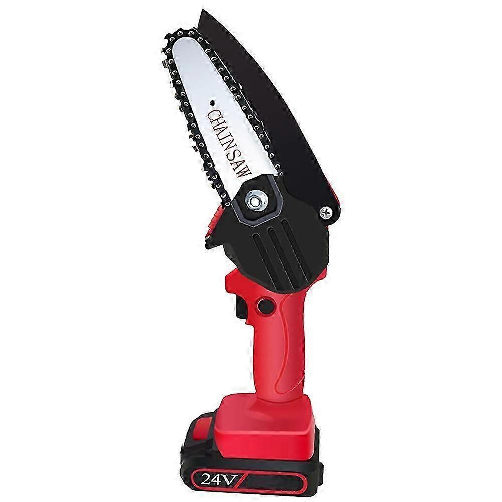 Akumulator litowy 24 V elektryczna mini piła łańcuchowa akumulatorowa piła ręczna do cięcia drewna i przycinania drewna do ogrodu (czerwona)