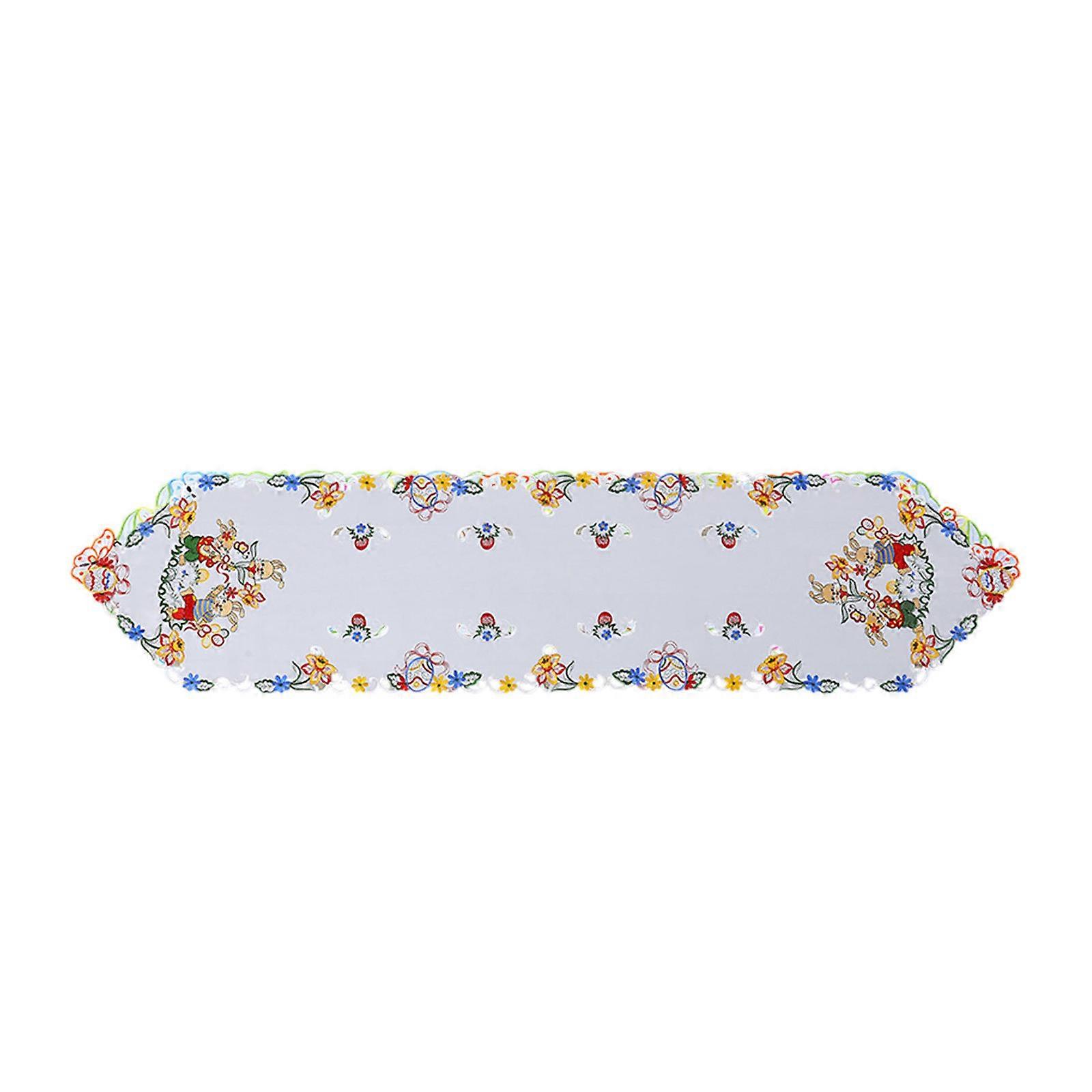 Easter Table Runner Bunny Embroidered Table Runner Tablecloth Easter Decoration Suitable For Tables Party Easter Bunny Table Runner