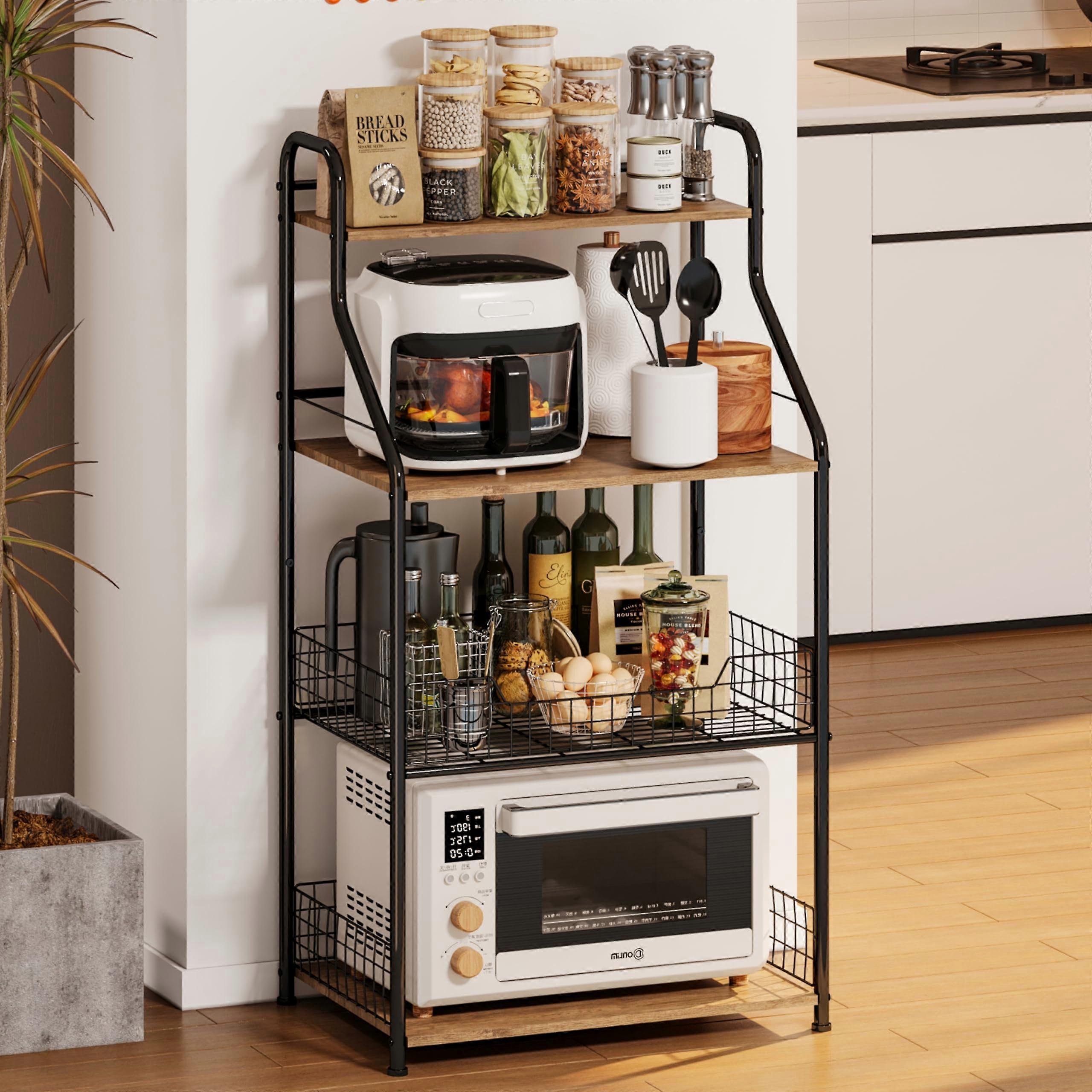 Microwave Cart Bakers Rack with Storage Kitchen Coffee Stand Station