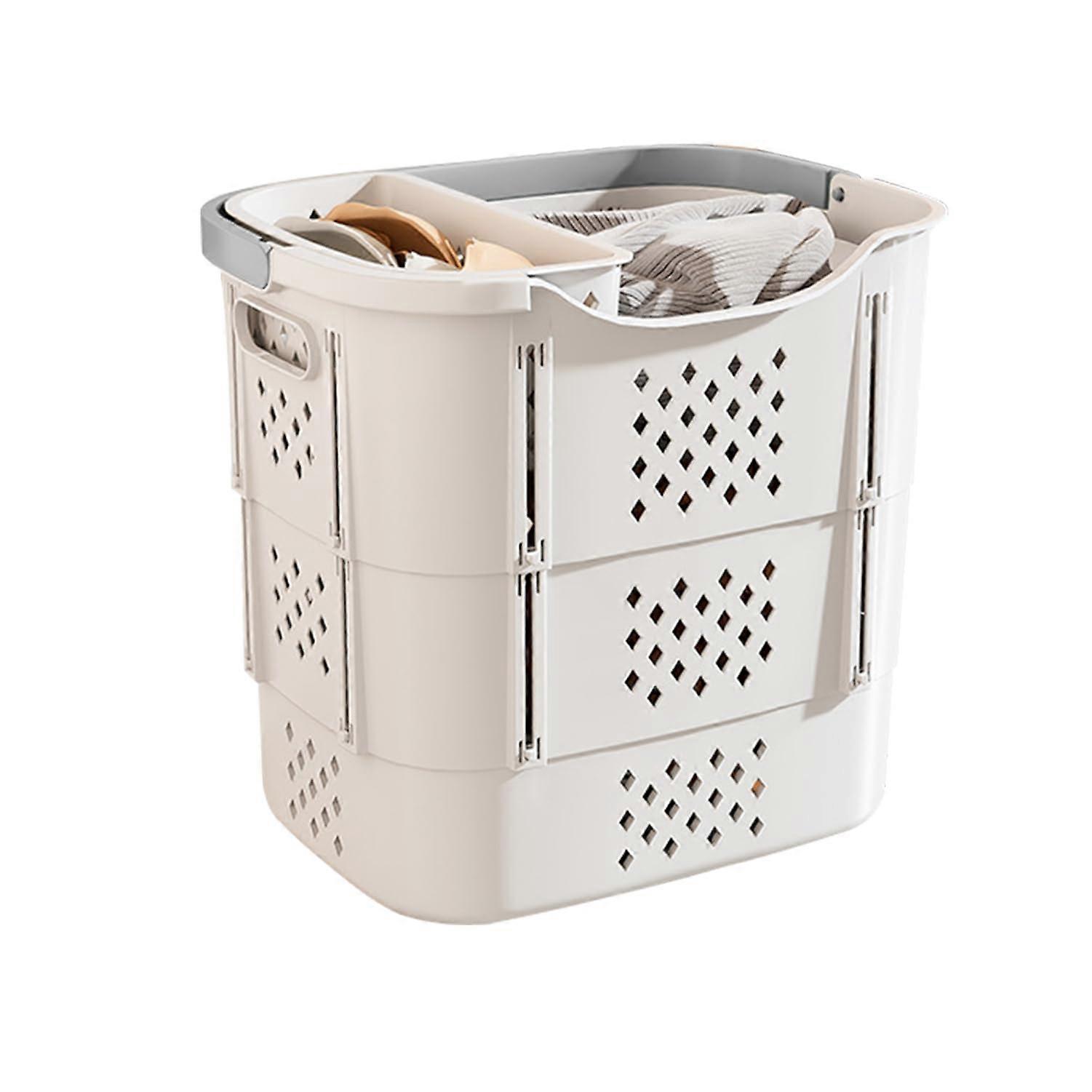 Collapsible Plastic Laundry Basket Foldable Pop Up Organizer With Handles Space-Saving For Laundry Room College Dorm