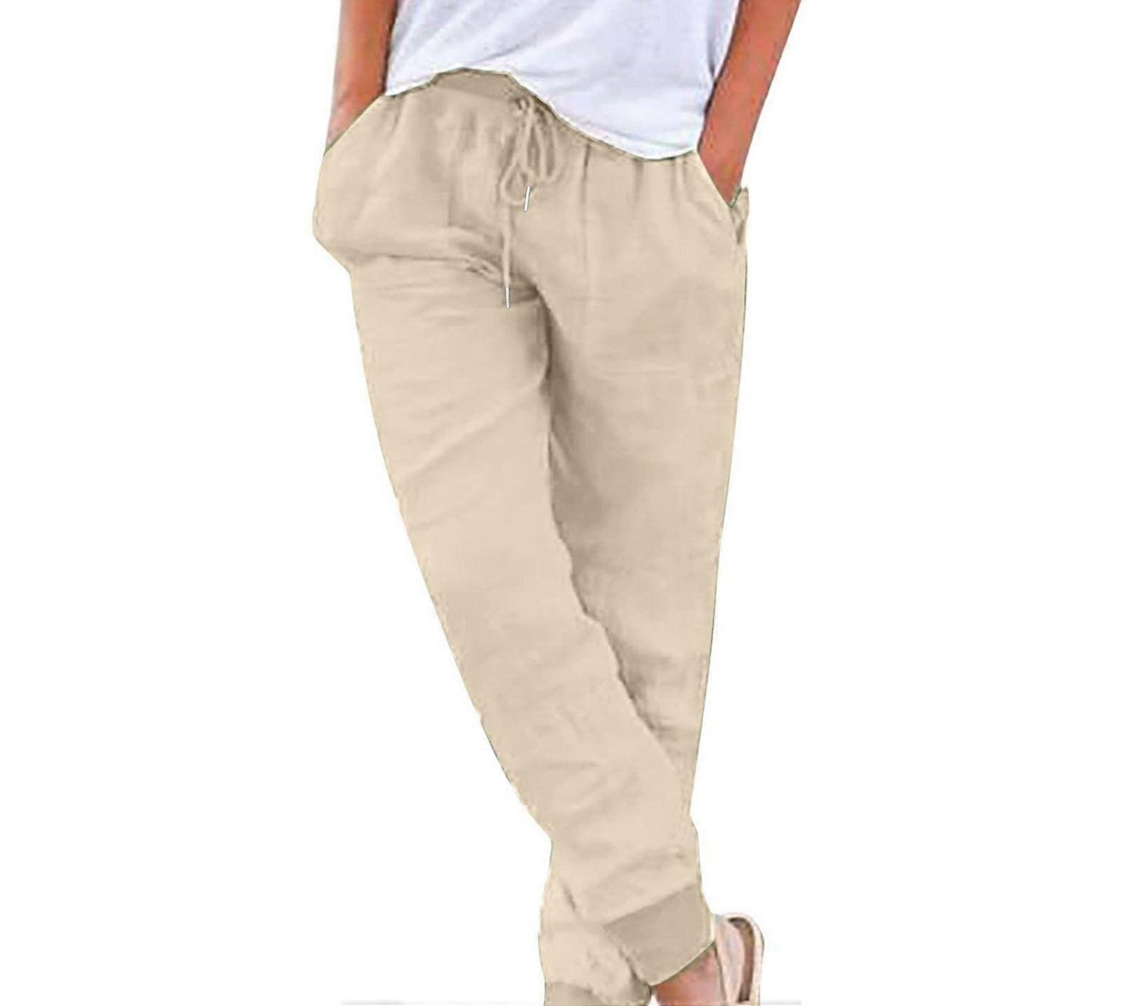 Linen trousers, summer trousers, women's lightweight summer fabric trousers, leisure trousers, beach trousers, plain loose comfortable chino muslin tr