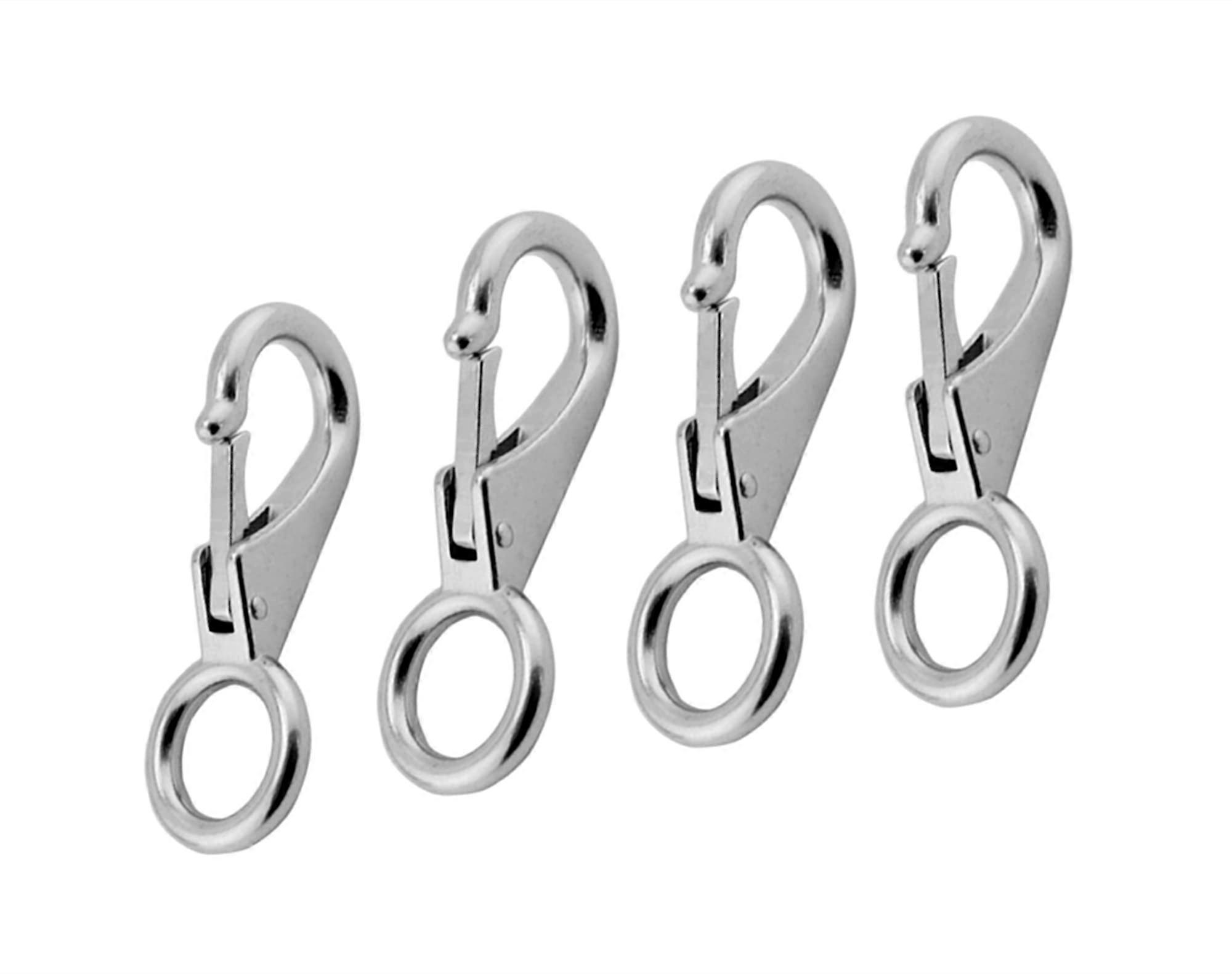 2/4Pcs Fixed Spring Snap Hook, Rigging Hardware Snap Hook 316 Stainless Steel Silver (4, Length:100mm(3#))