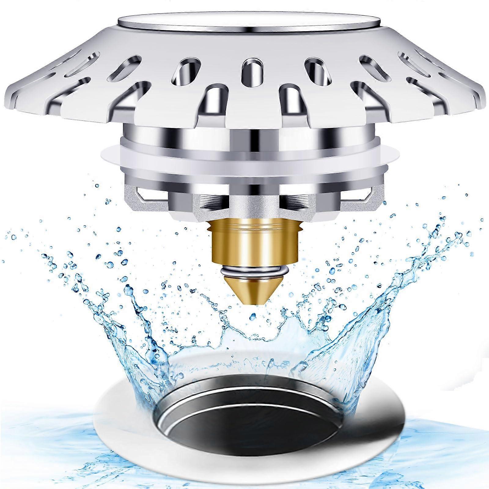 Universal Bathtub Drain Stopper with Hair Catcher and 2-in-1 Pop Up Drain Plug | Fits Standard 1.40"-1.80" Drain Hole