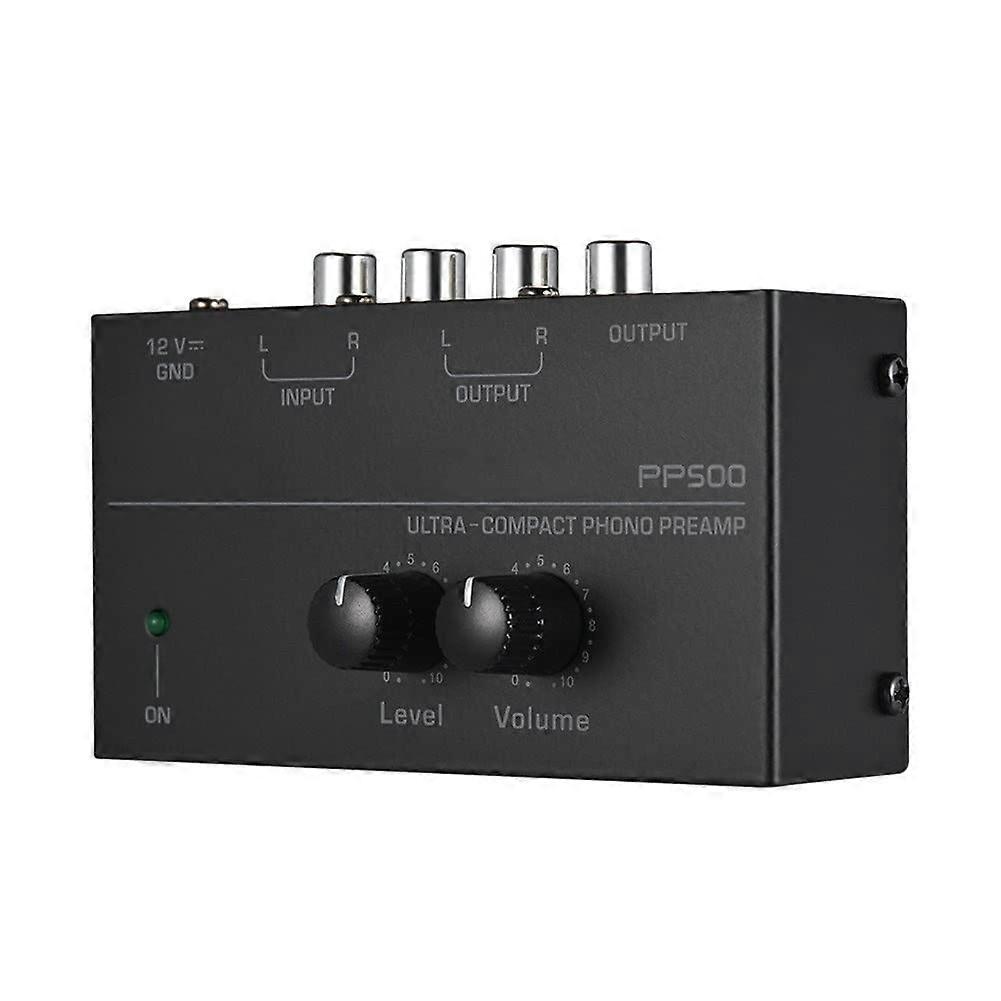 Phono Turntable Preamp-Mini Audio Stereo Phonograph, Separate DC 12V Power Adapter, RCA Input -Depusheng PP500, Black