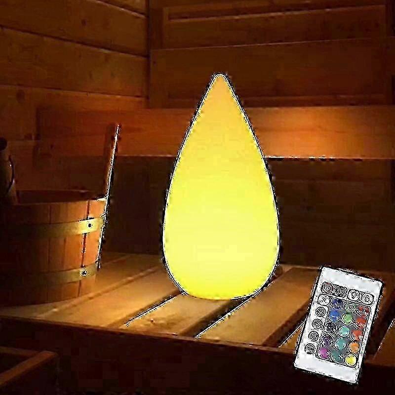 Rechargeable Wireless LED Teardrop Sauna Table Lamp with RGB, Dimmable Bedside Outdoor Lamp with Remote Control, IP54