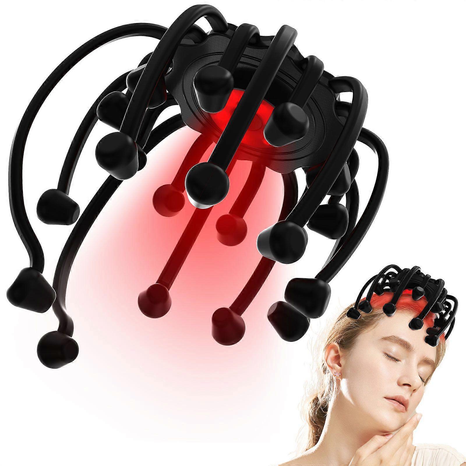 KTS Octopus Electric Head Massager 20 Contracts 5 Modes Scalpel Massager with Red Light Therapy 2 Additional Contracts