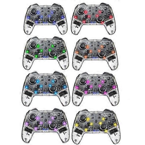 (New) For Switch Pro Wireless Bluetooth Gamepad With LED Light Wake Up Function Transparent With LED