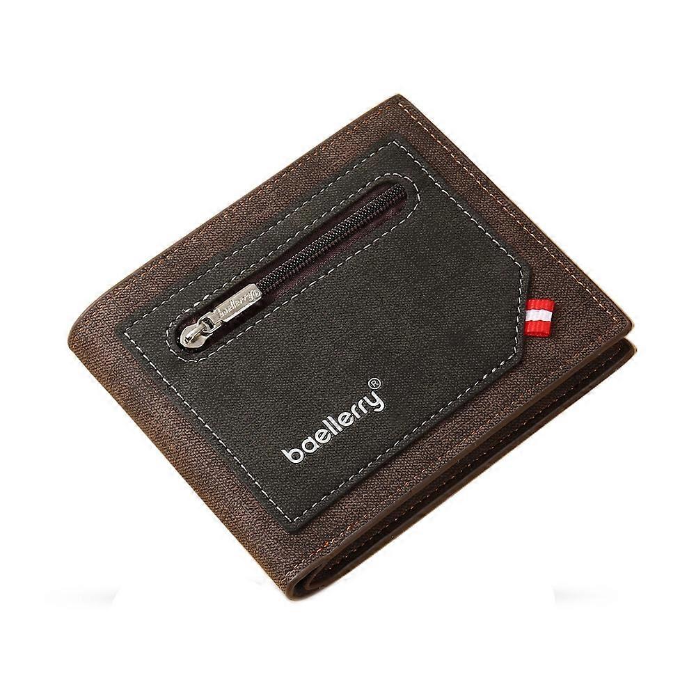 Baellerry Synthetic Leather Men Short Wallet Large Capacity Multi-Card Slot Zipper Wallet