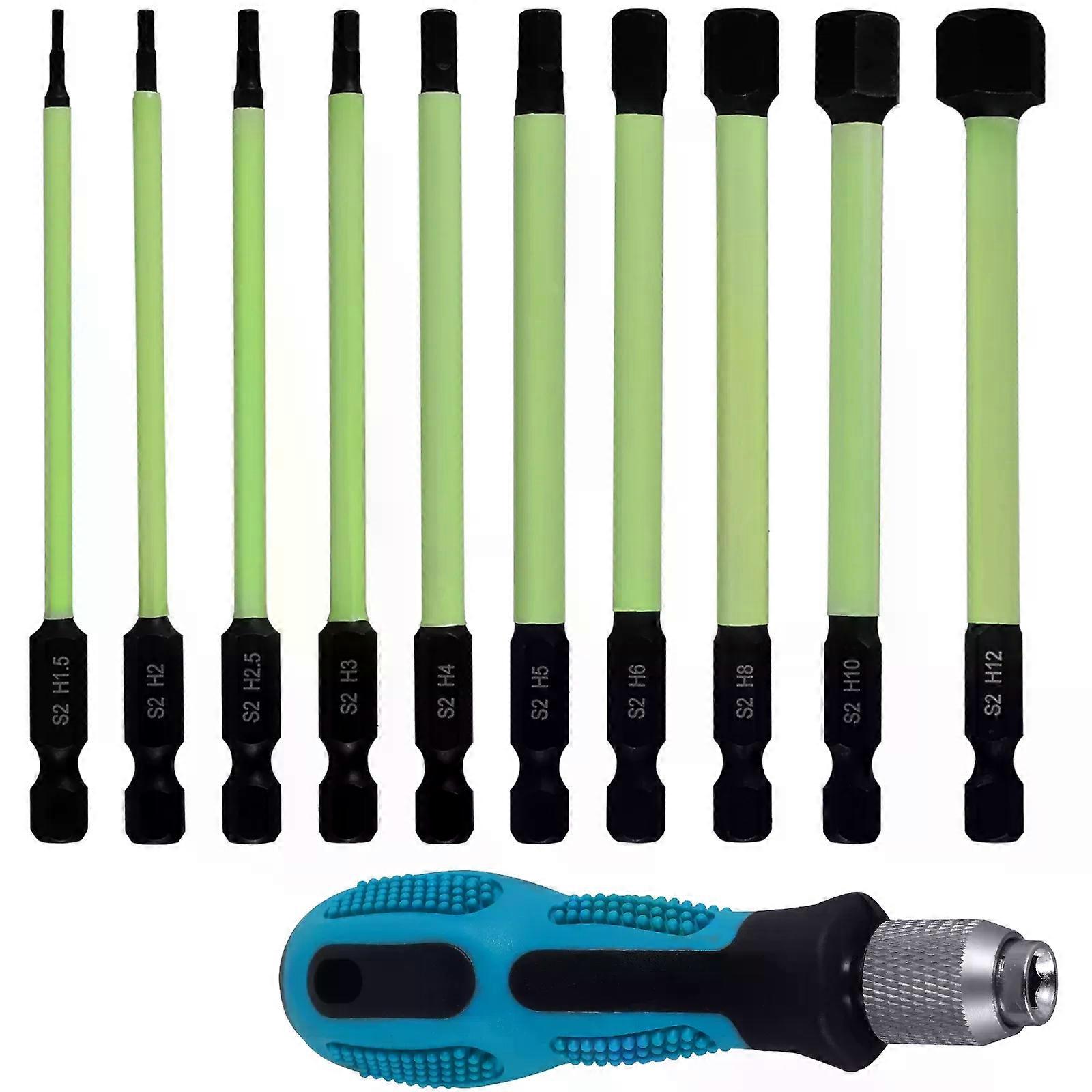 10Pcs Hex Screwdriver Bit Set Magnetic Hexagon Head Allen Wrench Screw Driver Drill Tip Adapter S2 Alloy Steel Screwdriver Bits
