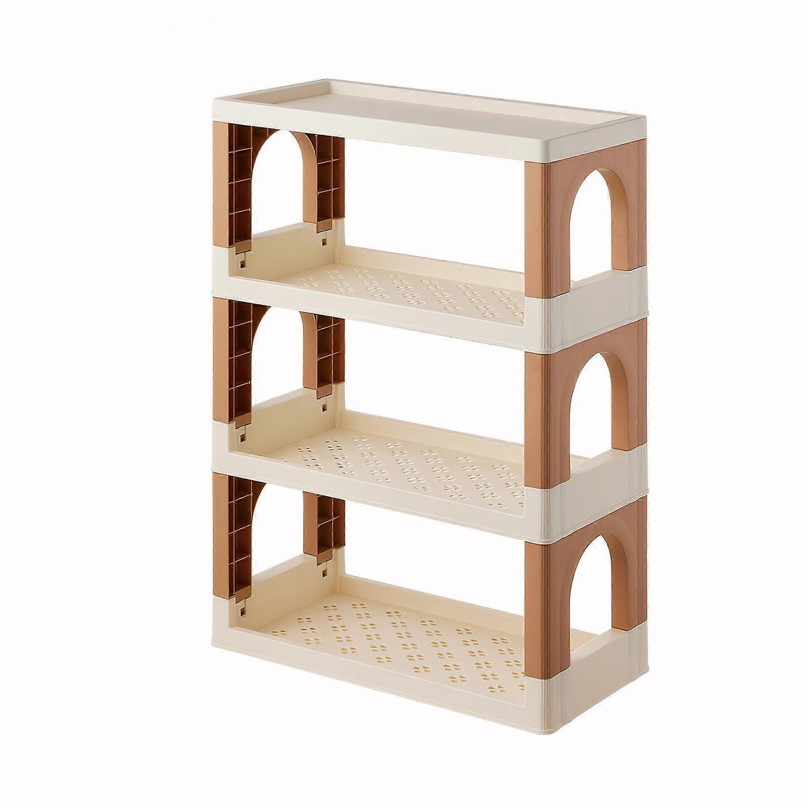 Foldable Bookshelf 4-Tier Desktop Organizer, Plastic Storage Rack for Dorm Office - Space Saving