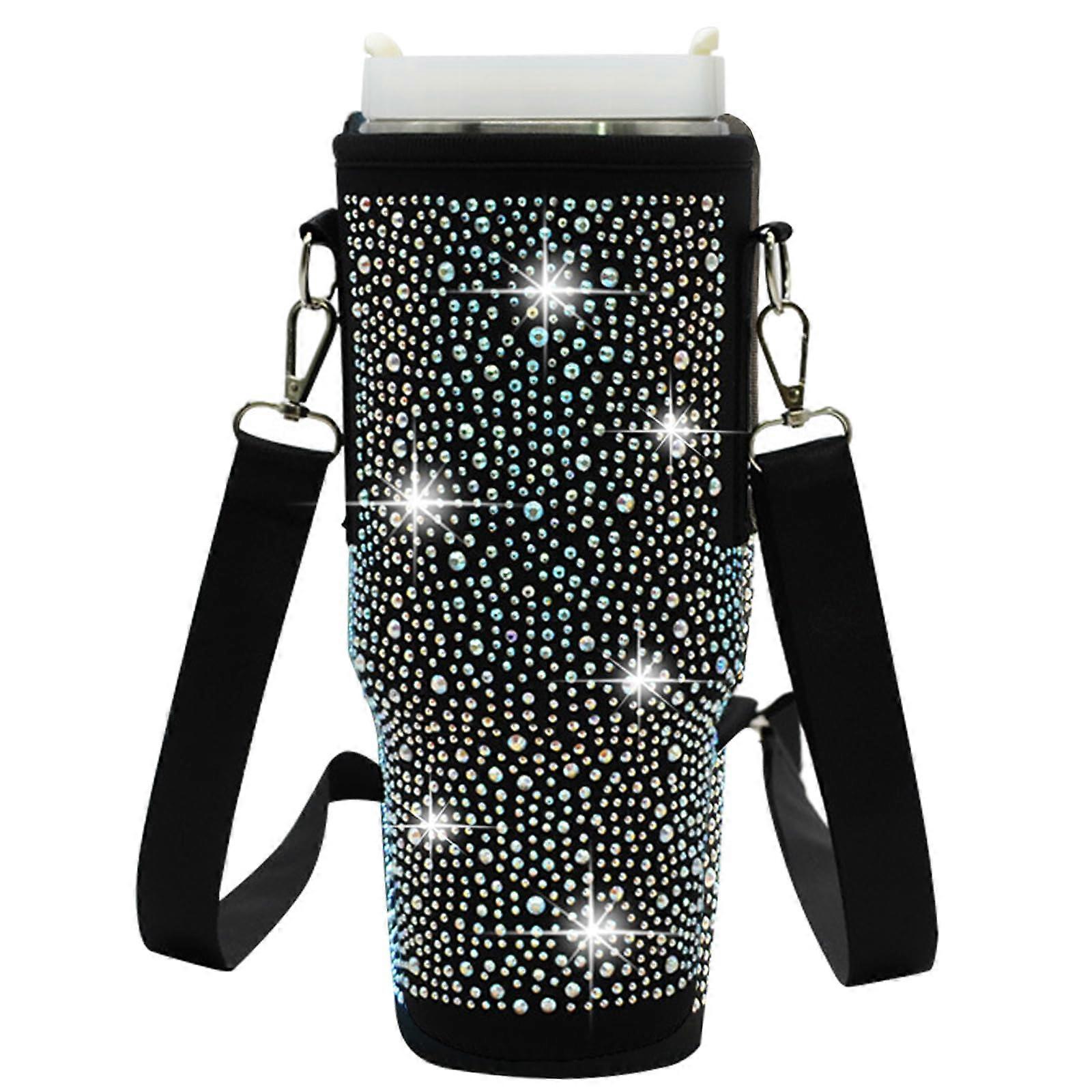 Bling Water Bottle Carrier Bag for Stanley 40oz – Sparkling Diamond Holder with Adjustable Strap, Durable and Stylish Design