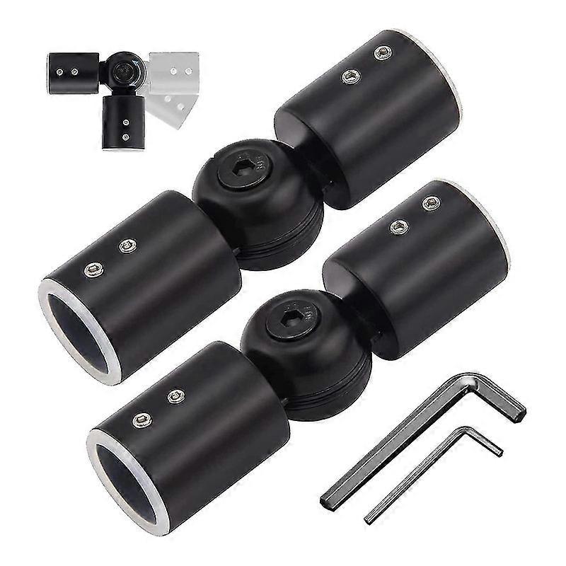 2pcsカーテンロッドコーナーコネクタ、1インチベイウィンドウC用の調整可能なカーテンロッドコーナーコネクタ - ブラック