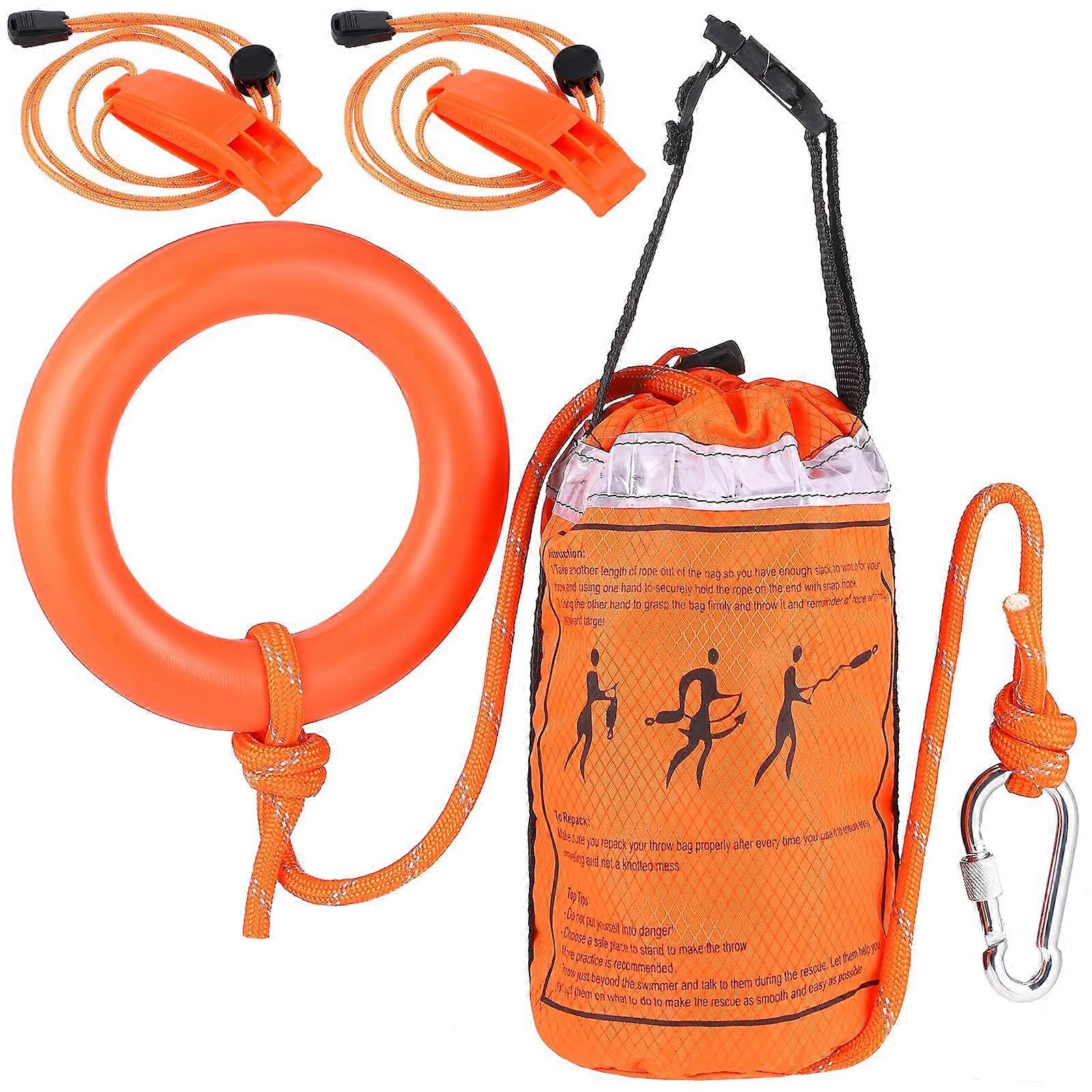 Water Rescue Throw Bag with 1844lbs Rated Rope, 2 Emergency Whistles, Lanyard for Kayaking, Boating, Fishing, Rafting