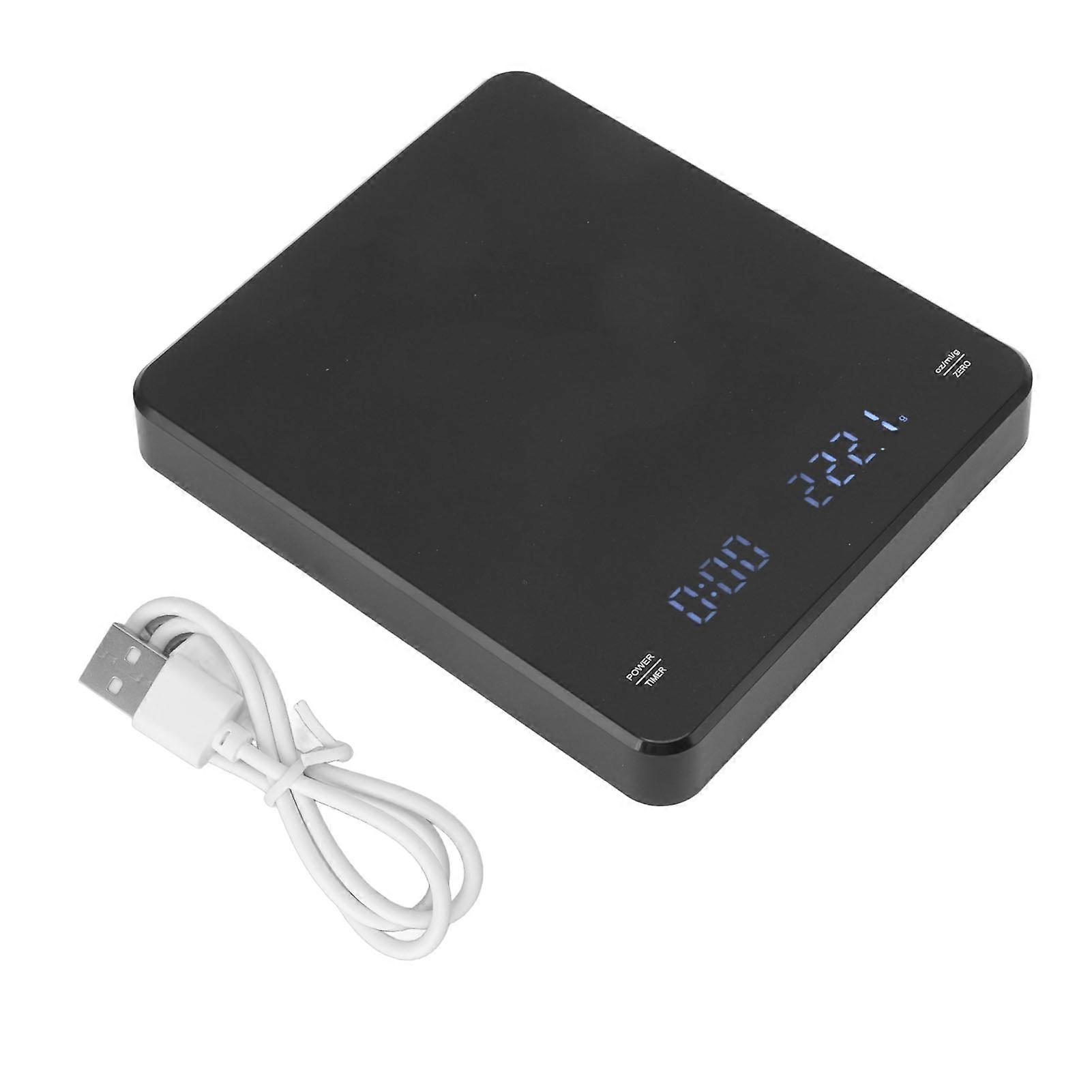USB Charging Auto Zero Clearing High Accuracy LED Digital Display Hand Brewed Coffee Scale with Timer