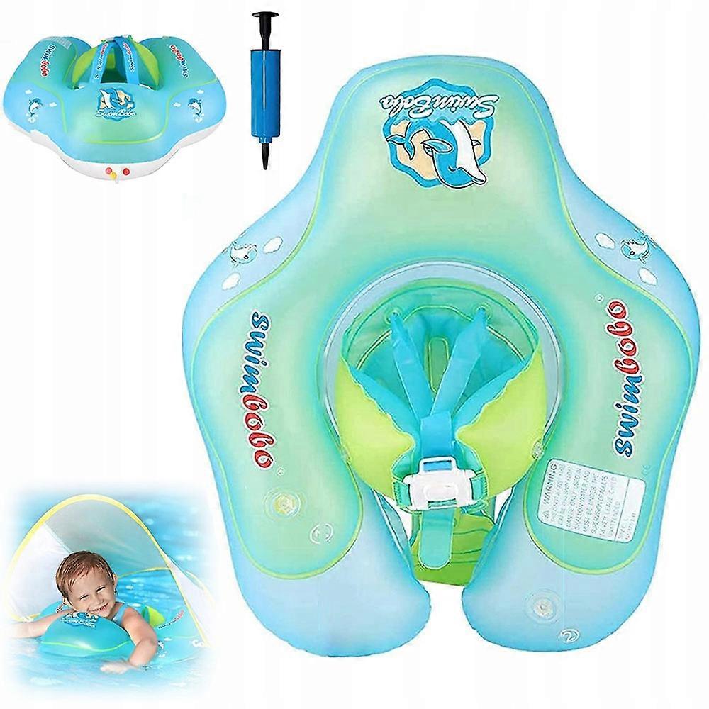 Swim Wheel, Inflatable Pontoo For Children With A Top And Pump, Blue