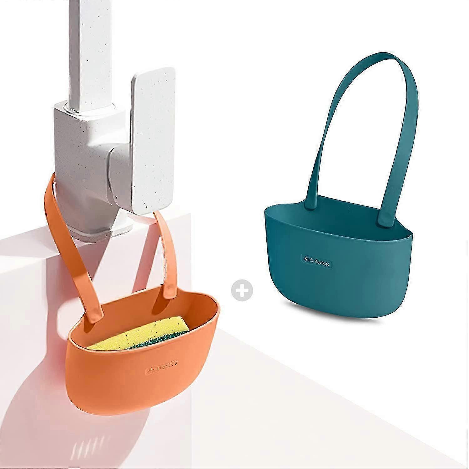 Silicone Sponge Holder for Kitchen Sink Bags Set of 2 - Easy to Use Soap Holder No Installation Needed Kitchen Sink Caddy