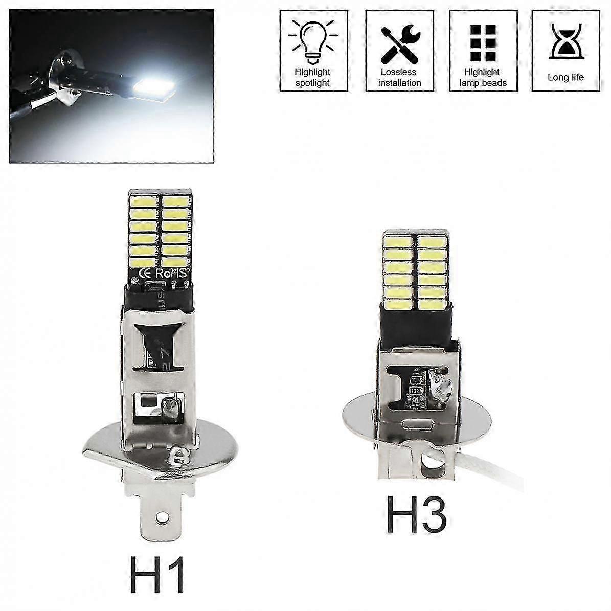 H1 H3 Canbus Super Bright Led Bulb Car Fog Light Headlight 12v 6000k Running Light Auto Motorcycle Lamp Replacement