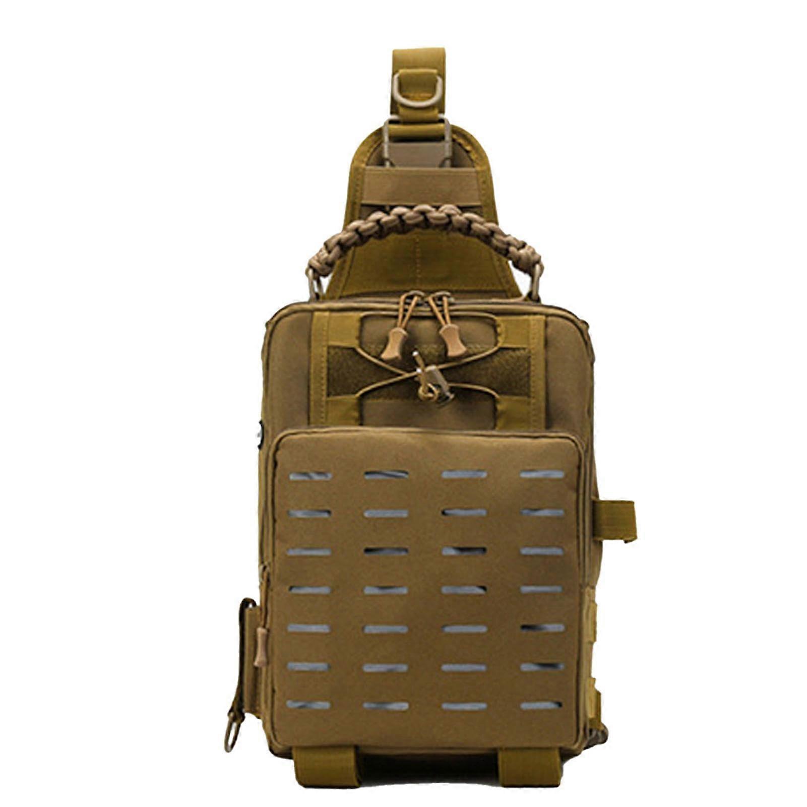 Fishing Backpack with Rod Holder, Storage Bag for Fishing Tackle, khaki