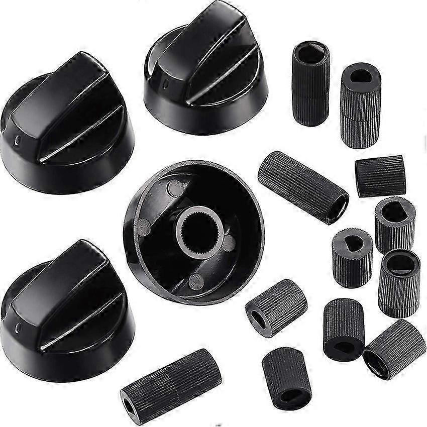 Generic Design Stove/Oven Control Knob Pack Universal Control Knobs with 12 Adapters (Black)