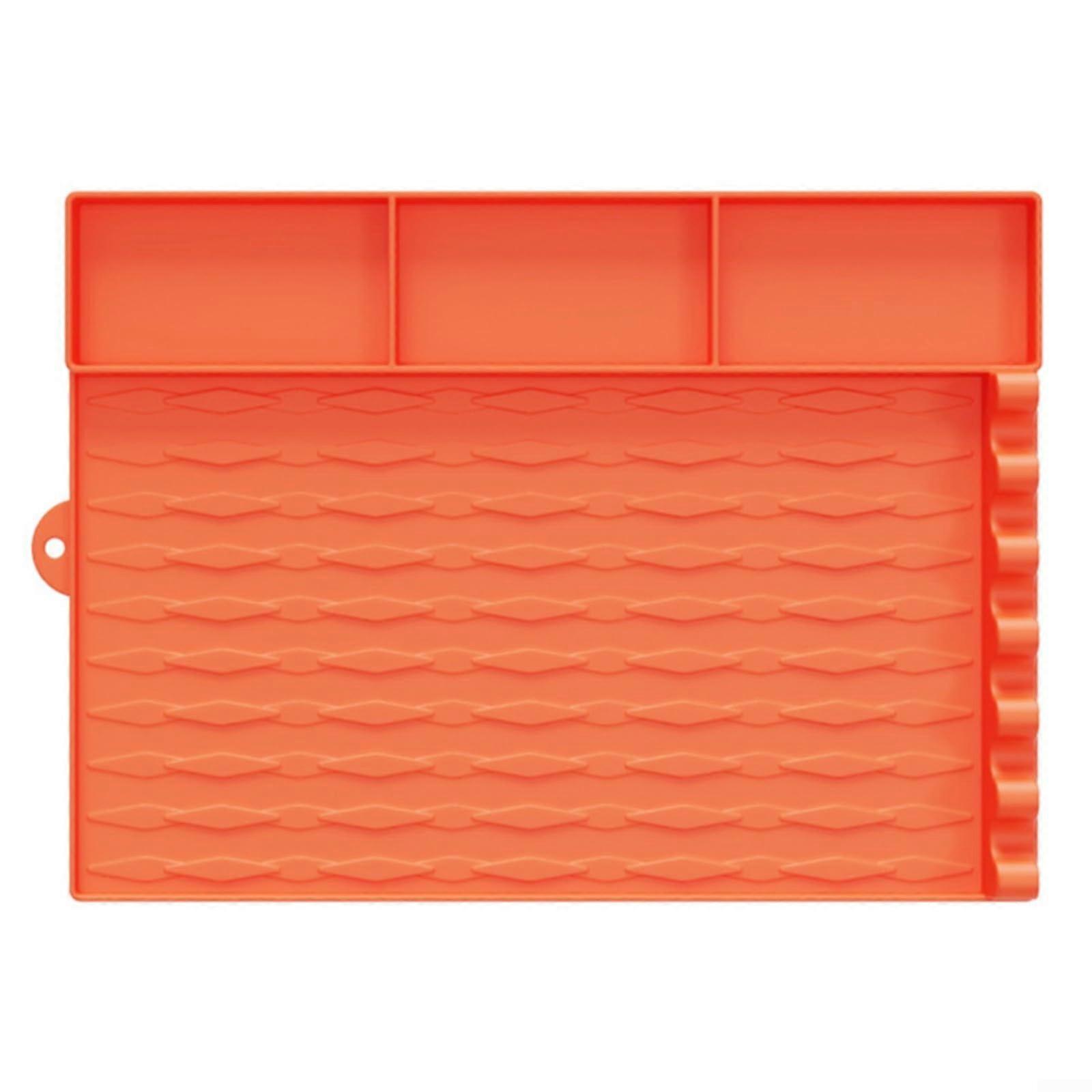Silicone grill mat, oil resistant, easy to spacesaving, clean, hanging, drying, raised edges, Orange