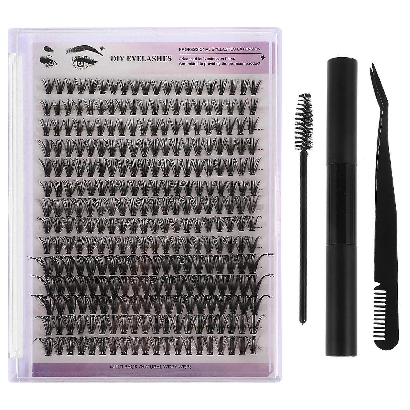 Eyelash Extension Kit with Individual Clusters, Remover & Bond Seal – DIY Makeup Kit for Easy Application, Realistic Synthetic Lashes for Beautiful