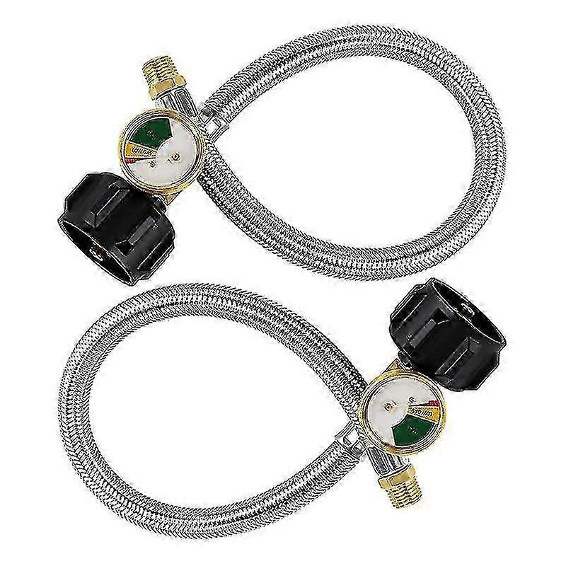 RV Propane Hose with Quick Connect for 15-Inch Trailers and 5-40Lb Tanks Stainless Braided Pigtail Adapter Fitting Connection