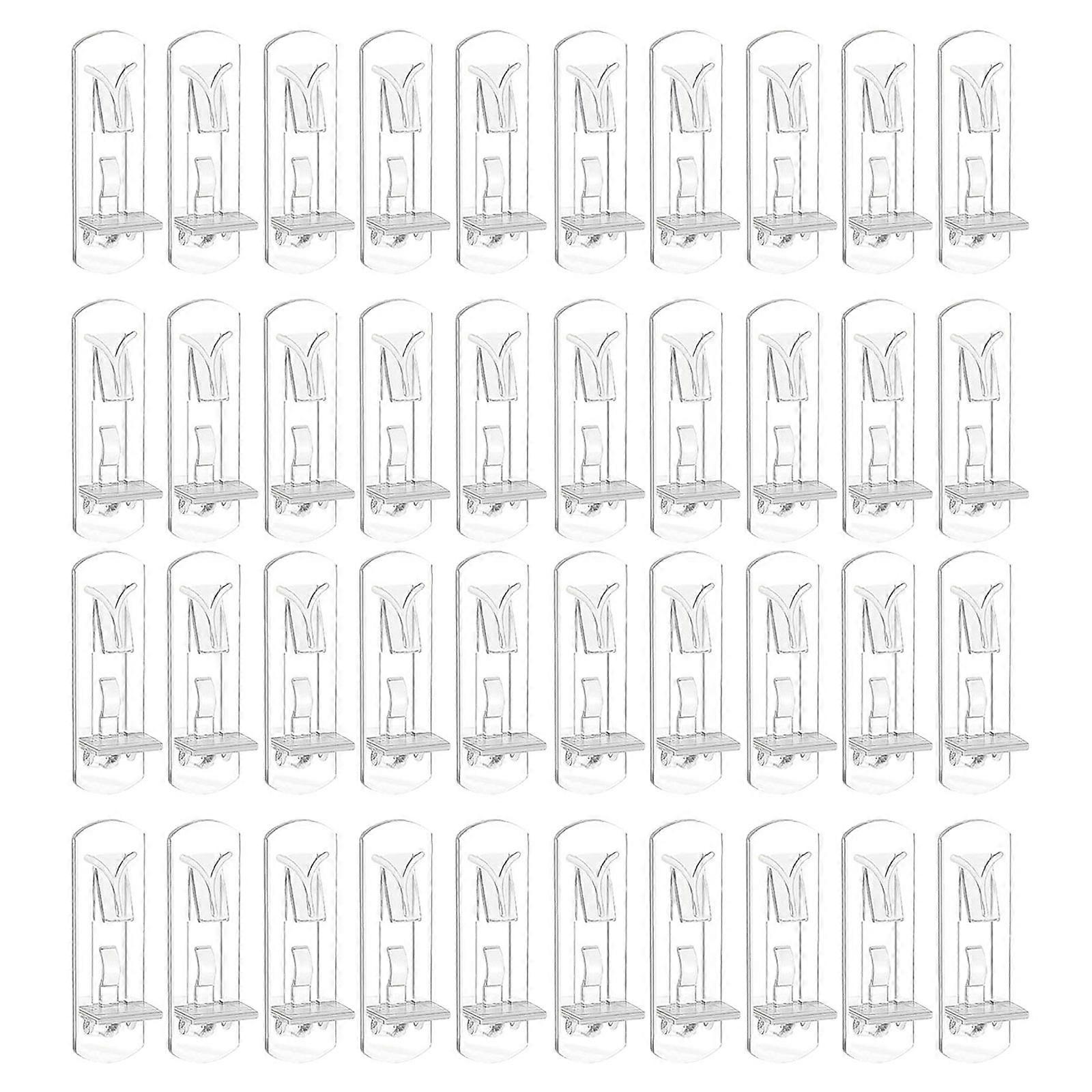 40 Pack Clear Plastic Shelf Clip Locking Cabinet Shelf Pegs Without Tool Required for Kitchen Shelves Bookcases Storage