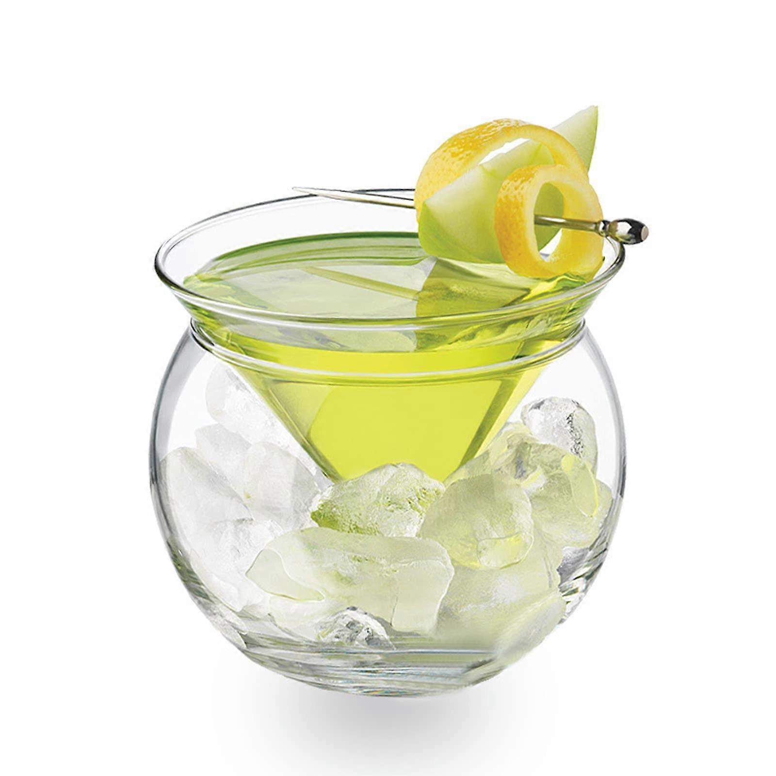 Stemless Martini Glasses Set of 2 with Cooler, 150 ml and 260 ml Drinkware, Glass Cocktail Set for Bar and Party Use