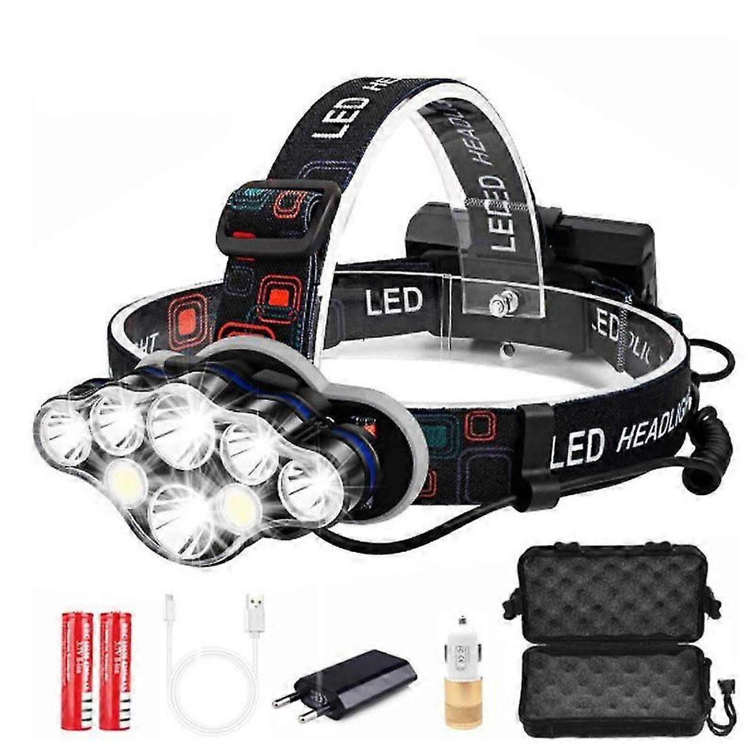 Rechargeable front lamp, 5000LM  powerful Running, 8 USB Modes USB READ READ, COB Red frontal light