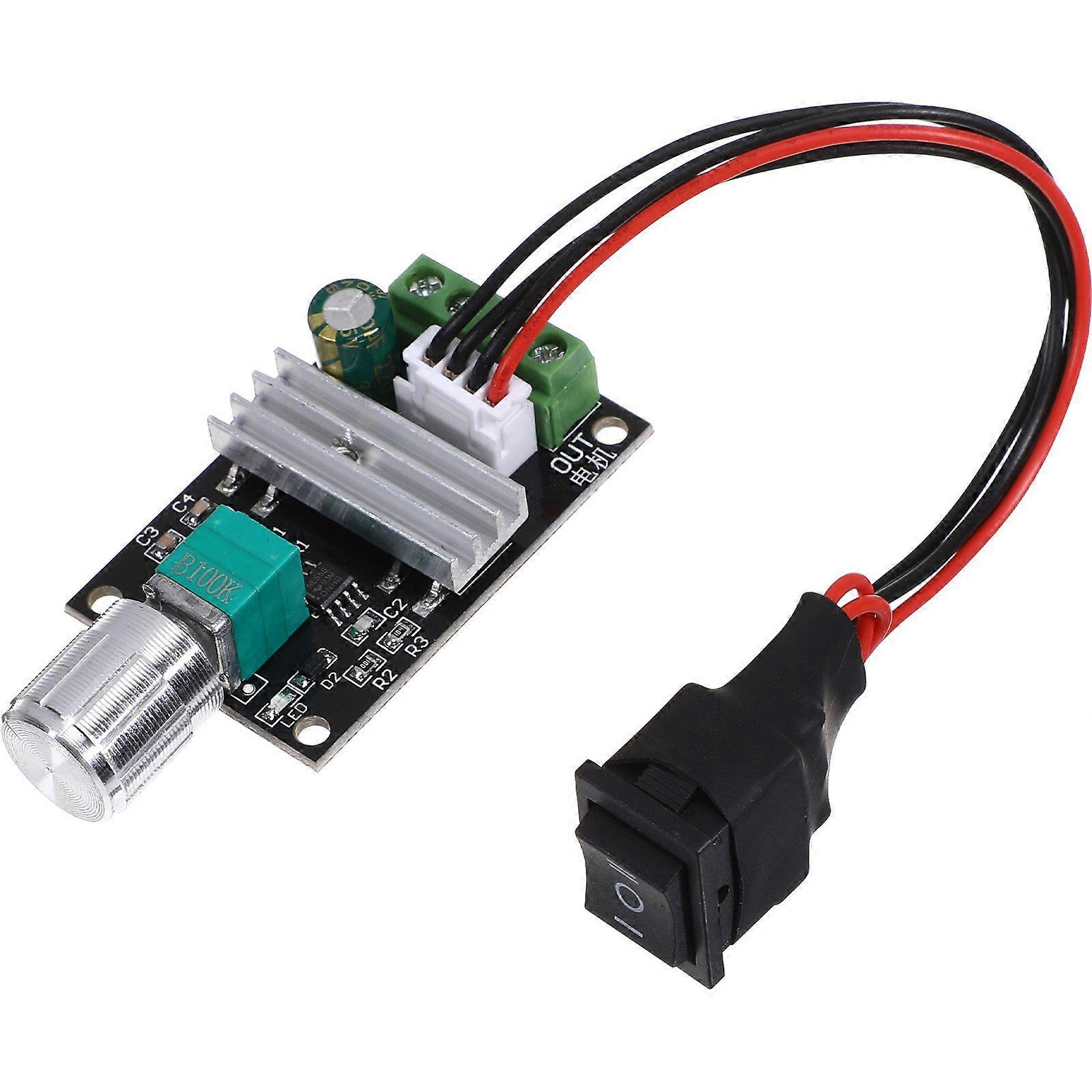 2pcs Dc Motor Speed Controller - Pwm Variable Speed Regulator Governor Switch Adjustable Reversible Pulse Forward And Reverse With Control Knob