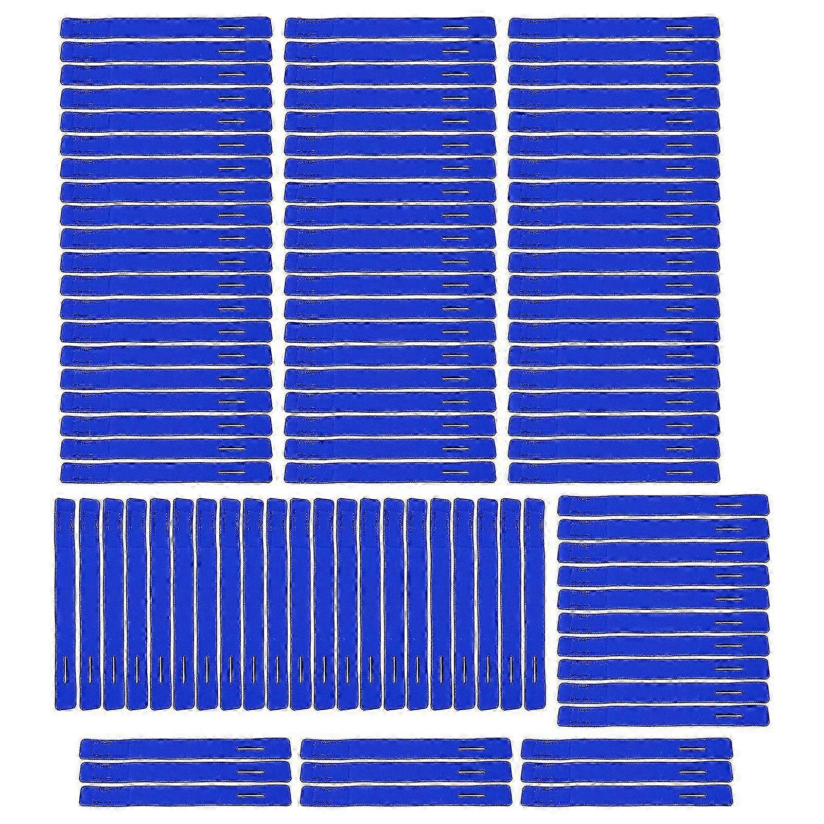 100Pcs Blue Fishing Rod Tie Strap - Elastic Wrap Holder with Hook and Loop Design