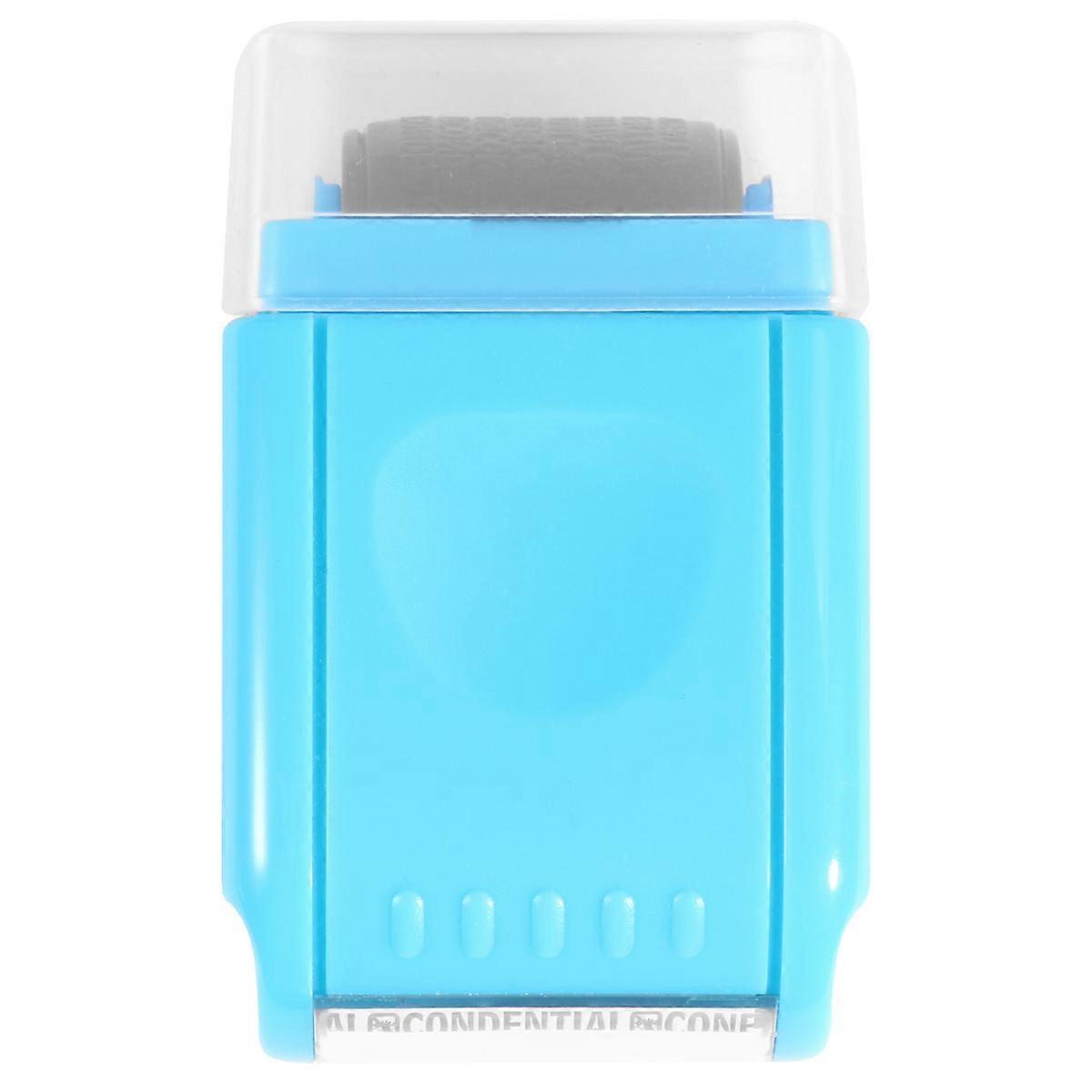 Privacy Protector Roller Compact Mini Roller Stamp Self Inking Mail Protection Blue Plastic 1Pcs