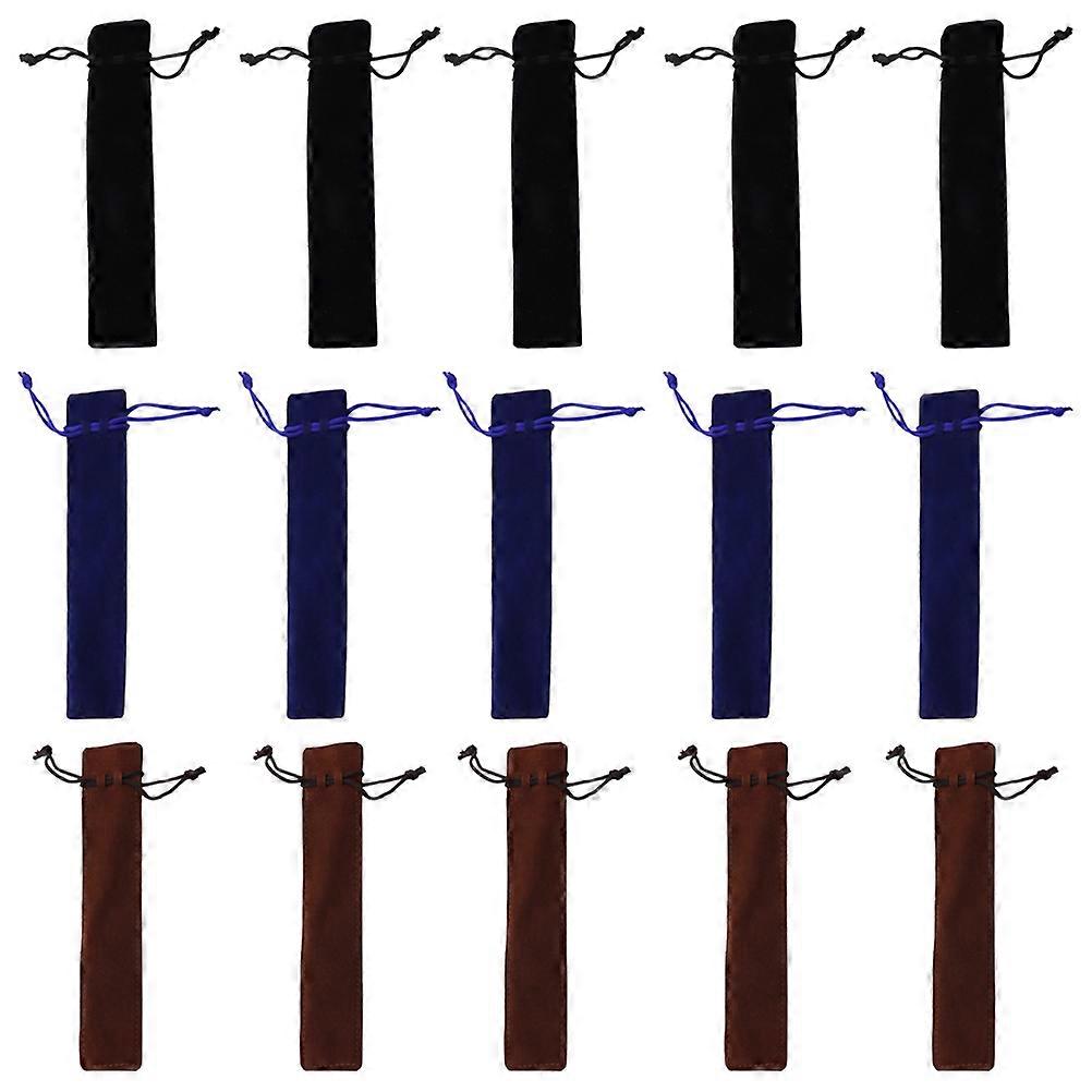 Pen Bags Scratch-Resistant Portable Pens Home Use 17.50X3.50X0.50CM Lint Drawstring 15Pcs