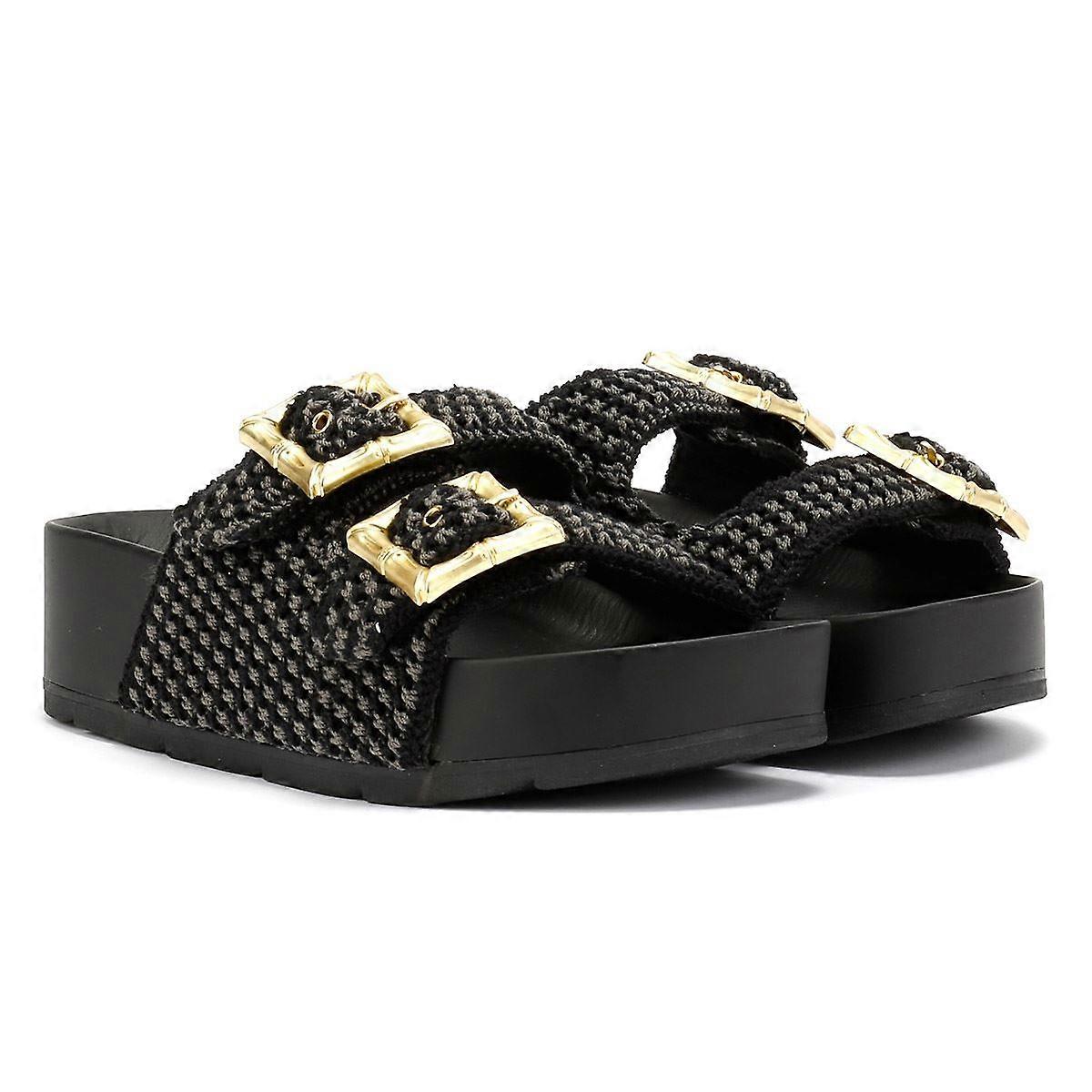 Desert Fleur Super Crochet Women's Black Sandals